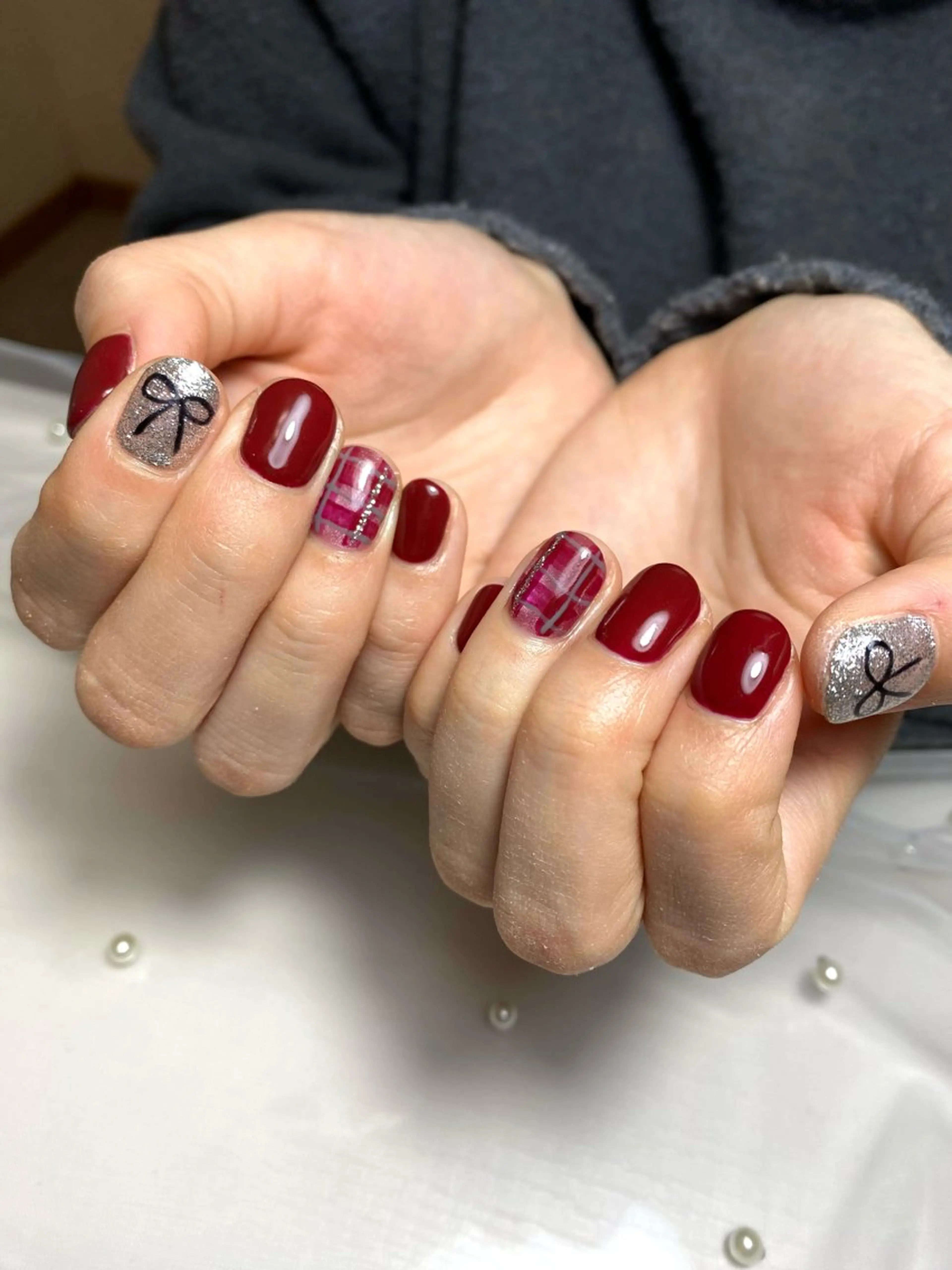 ネイル ボルドー マグネットネイル ニュアンスネイル Nail mimi．のネイルデザイン