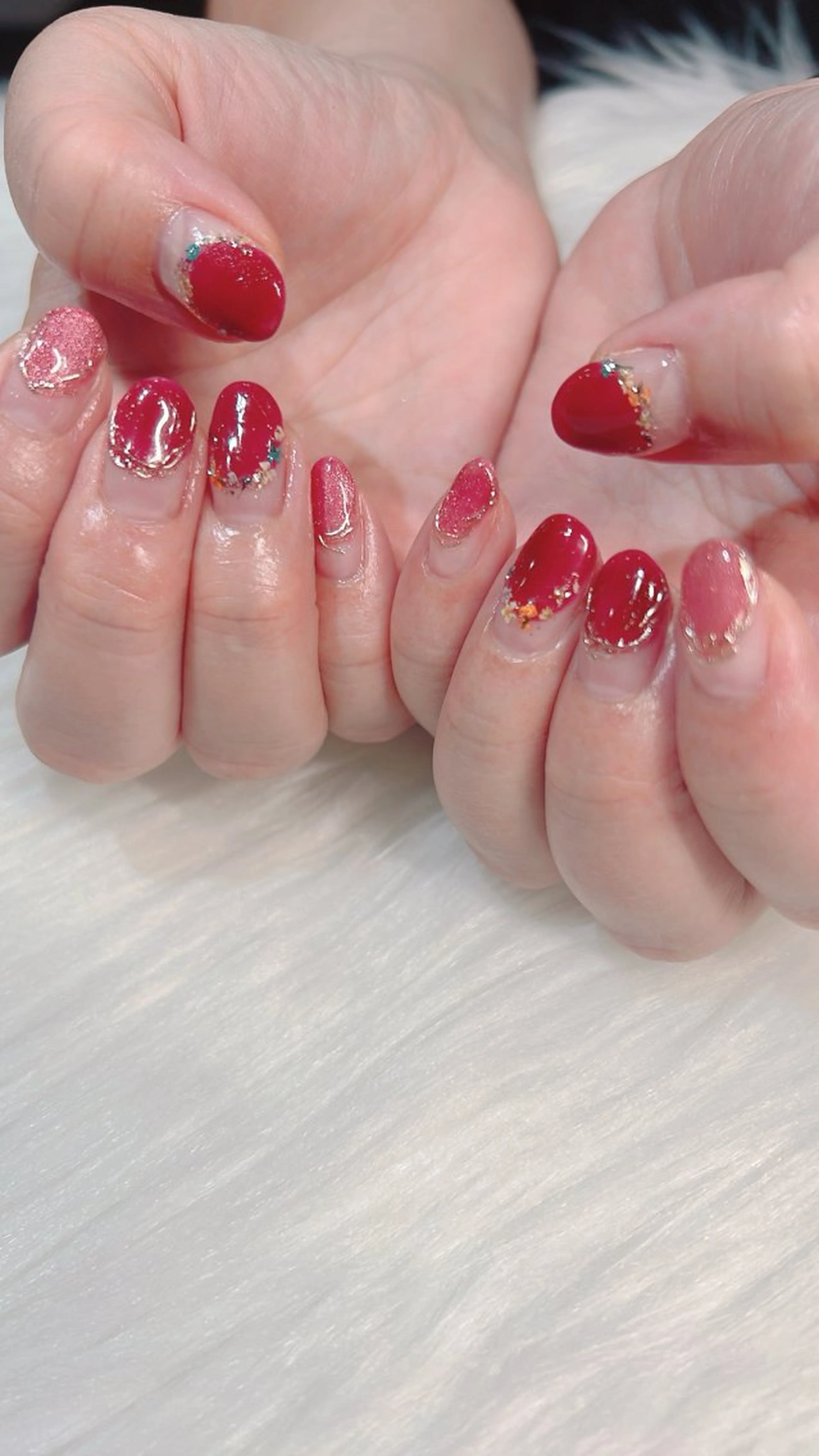 ネイル ジェルネイル マグネットネイル 赤色 ティーエヌ 千葉のネイルデザイン