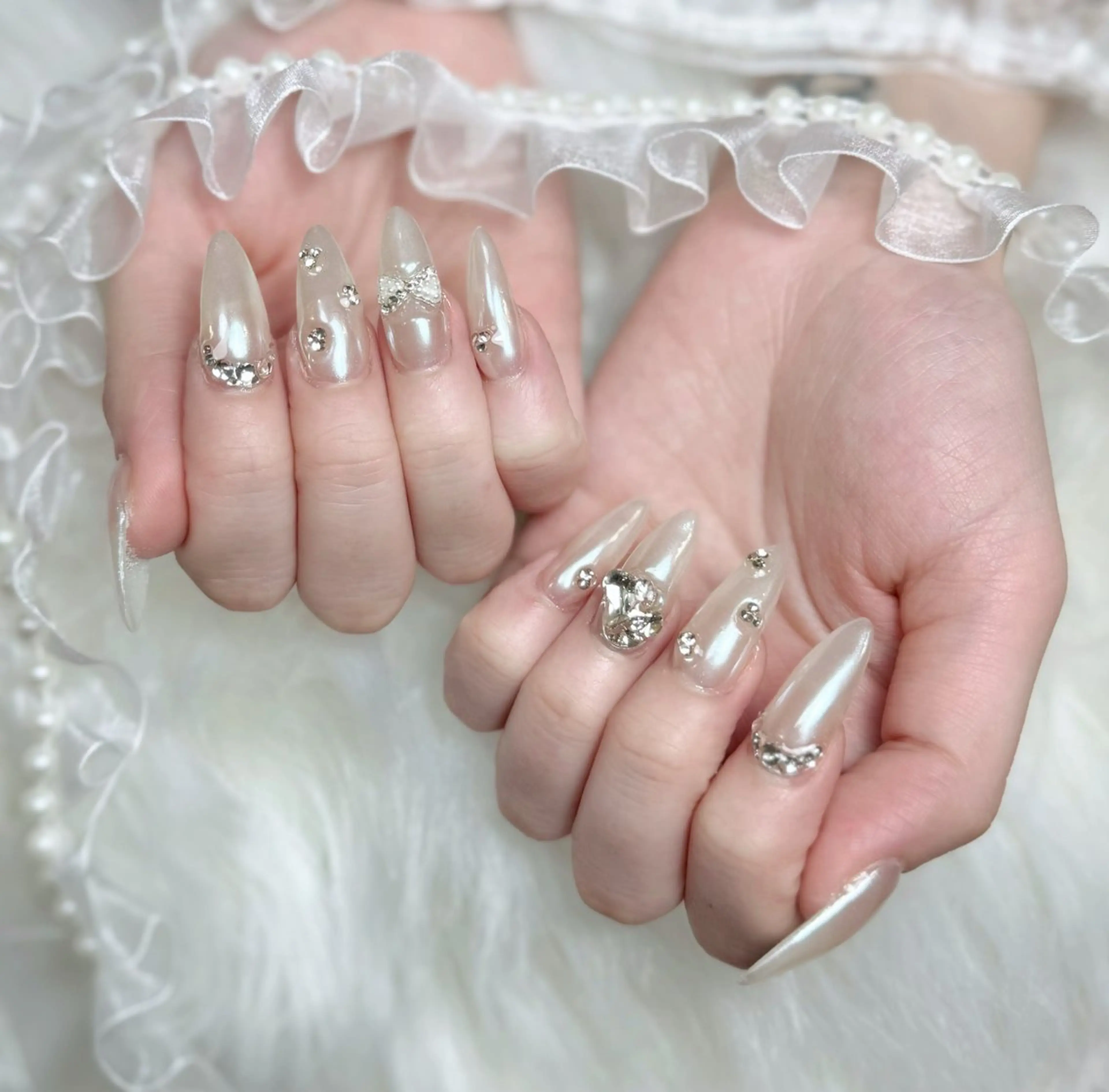 ネイル フレンチネイル ジェルネイル キラキラネイル 韓国ネイル マグネットネイル Julli NailStudioのネイルデザイン