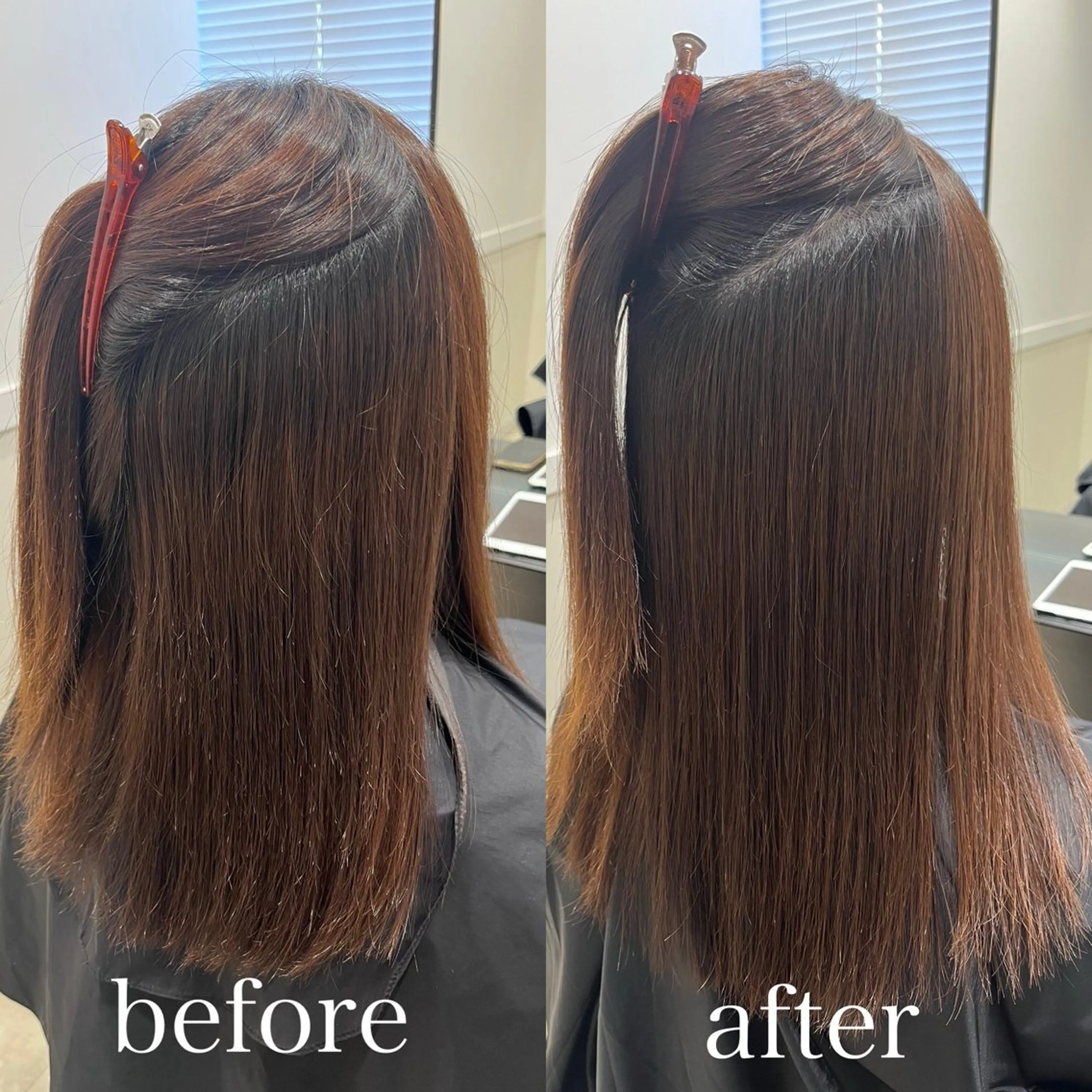 セミロング 縮毛矯正 レイヤーと縮毛矯正で 飯食ってる人のヘアスタイル