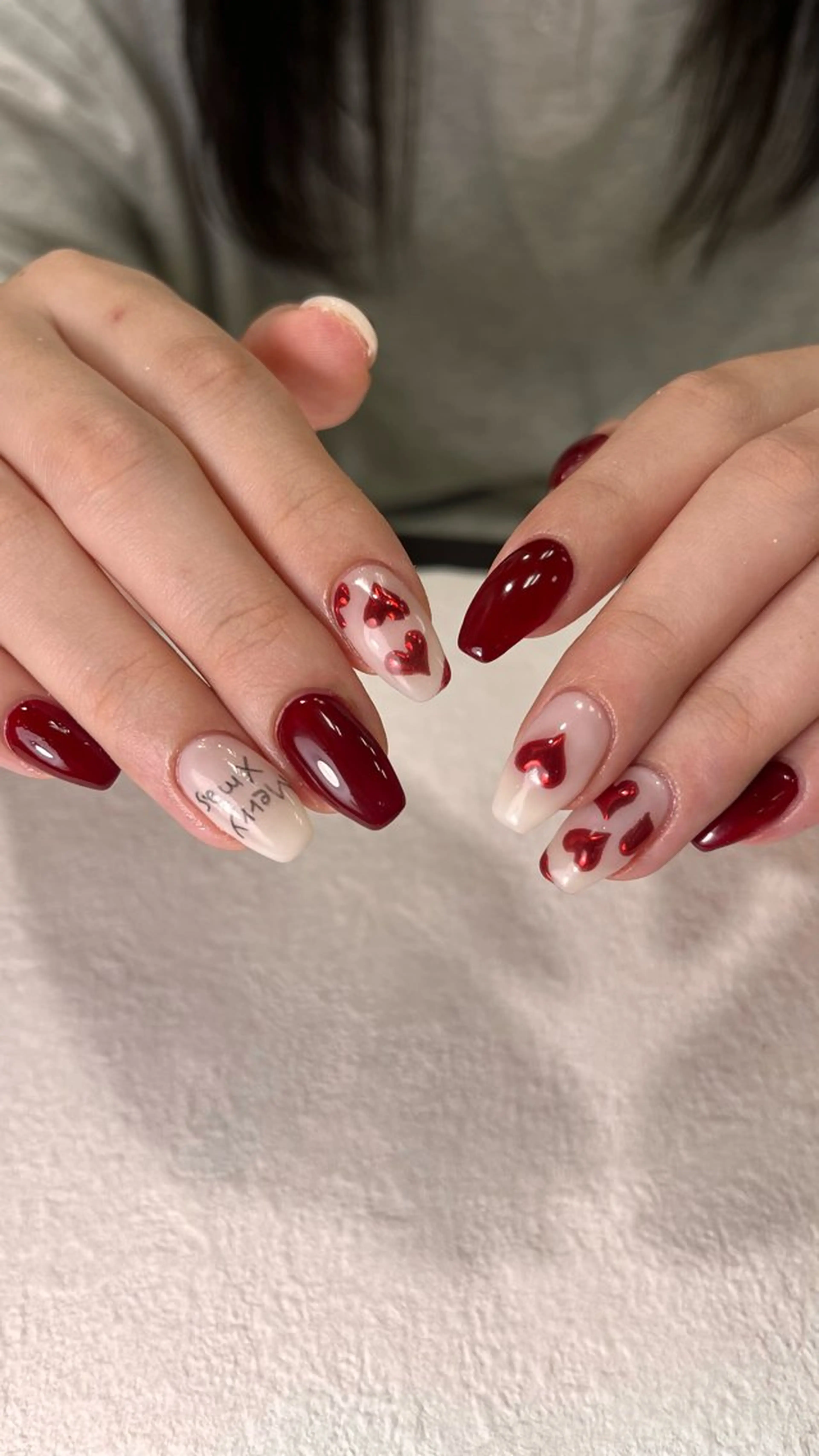 ネイル ジェルネイル ハート キラキラネイル ミラーネイル 持ち込み ハンドネイル フットネイル Para Sol nail　Maoのネイルデザイン