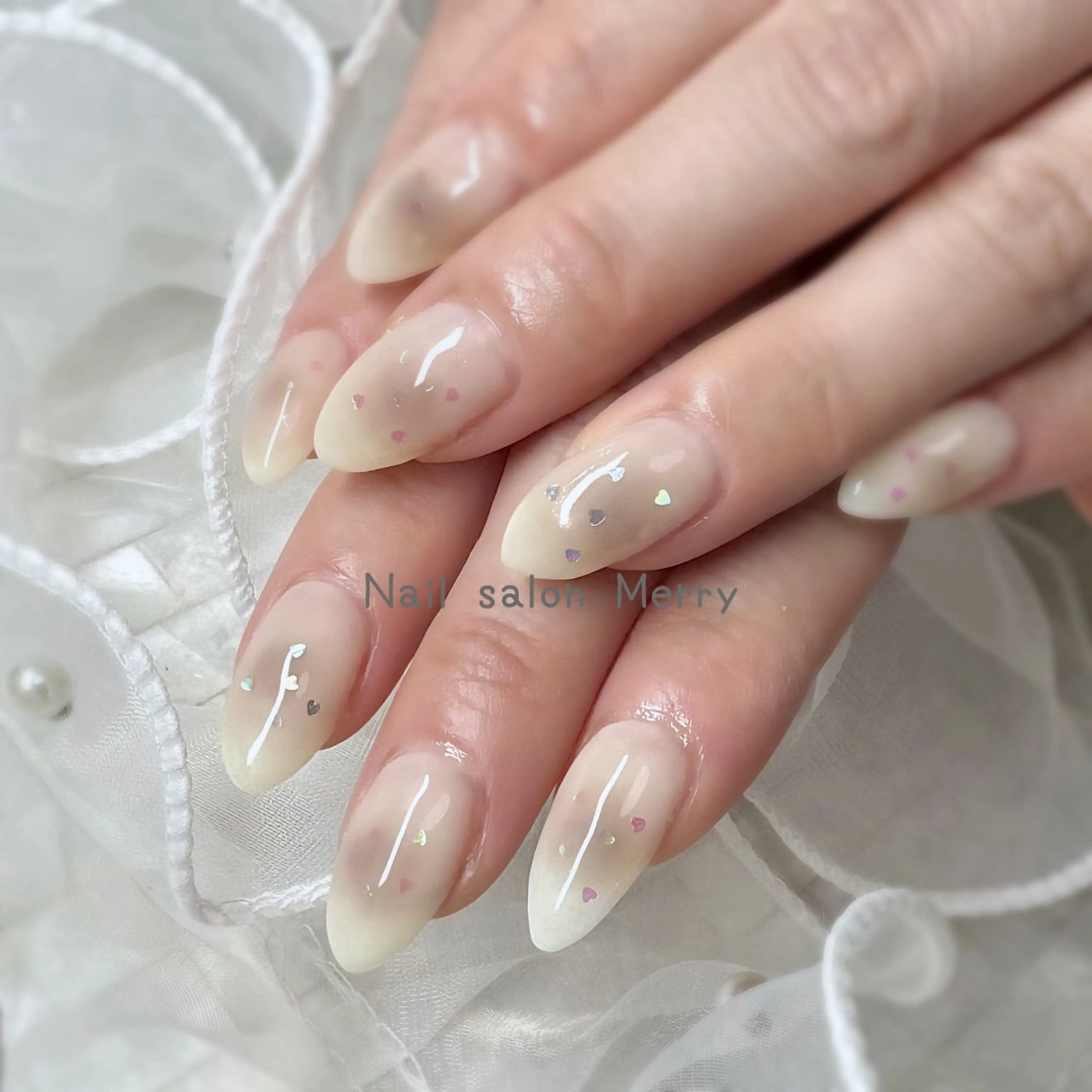 ネイル チークネイル ハート ハンドネイル Nail salon Merryのネイルデザイン