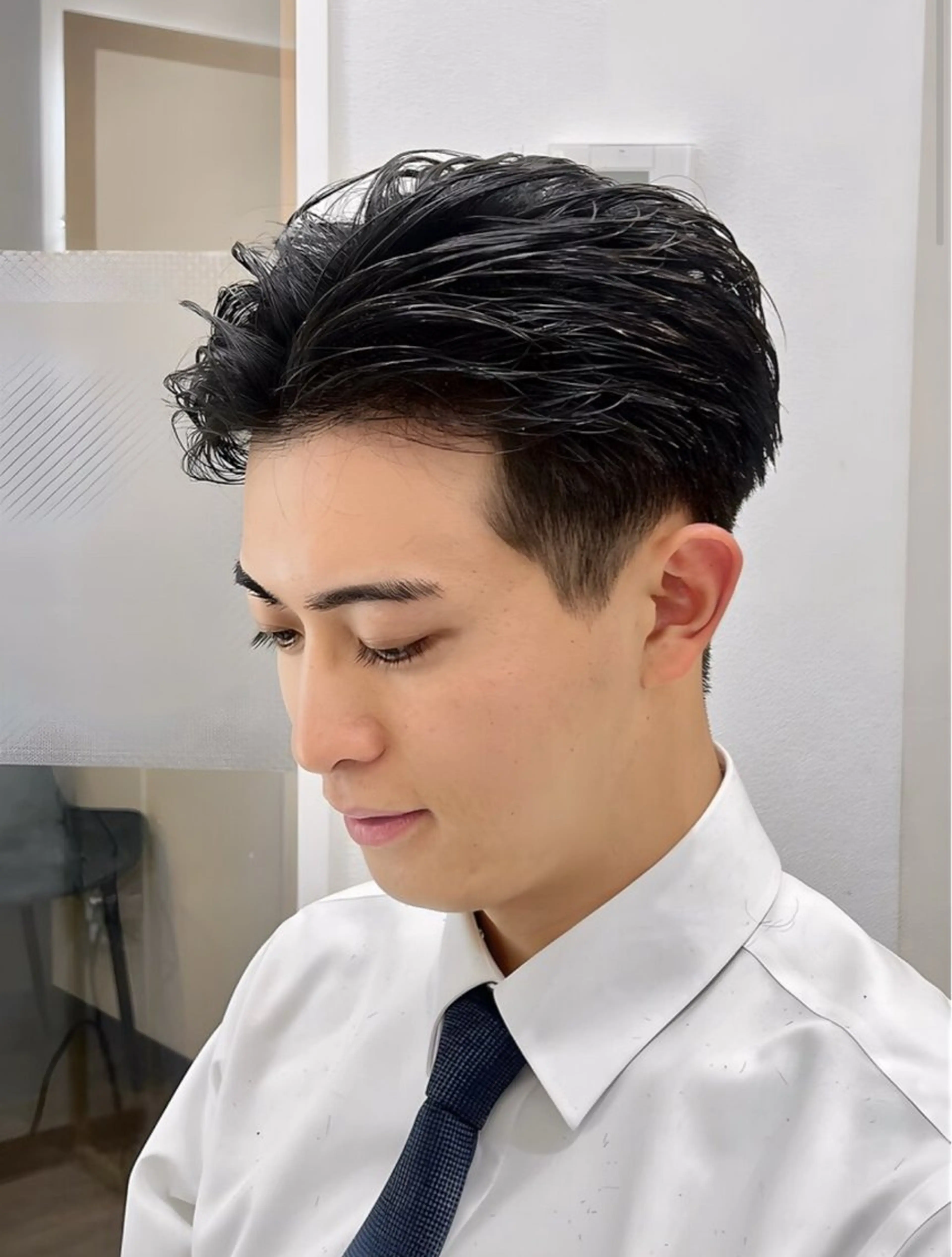 ショート メンズ センターパート メンズパーマ 似合わせカット ショートヘア カット ヘアセット メンズカット職人/ モテ髪/たくみのヘアスタイル