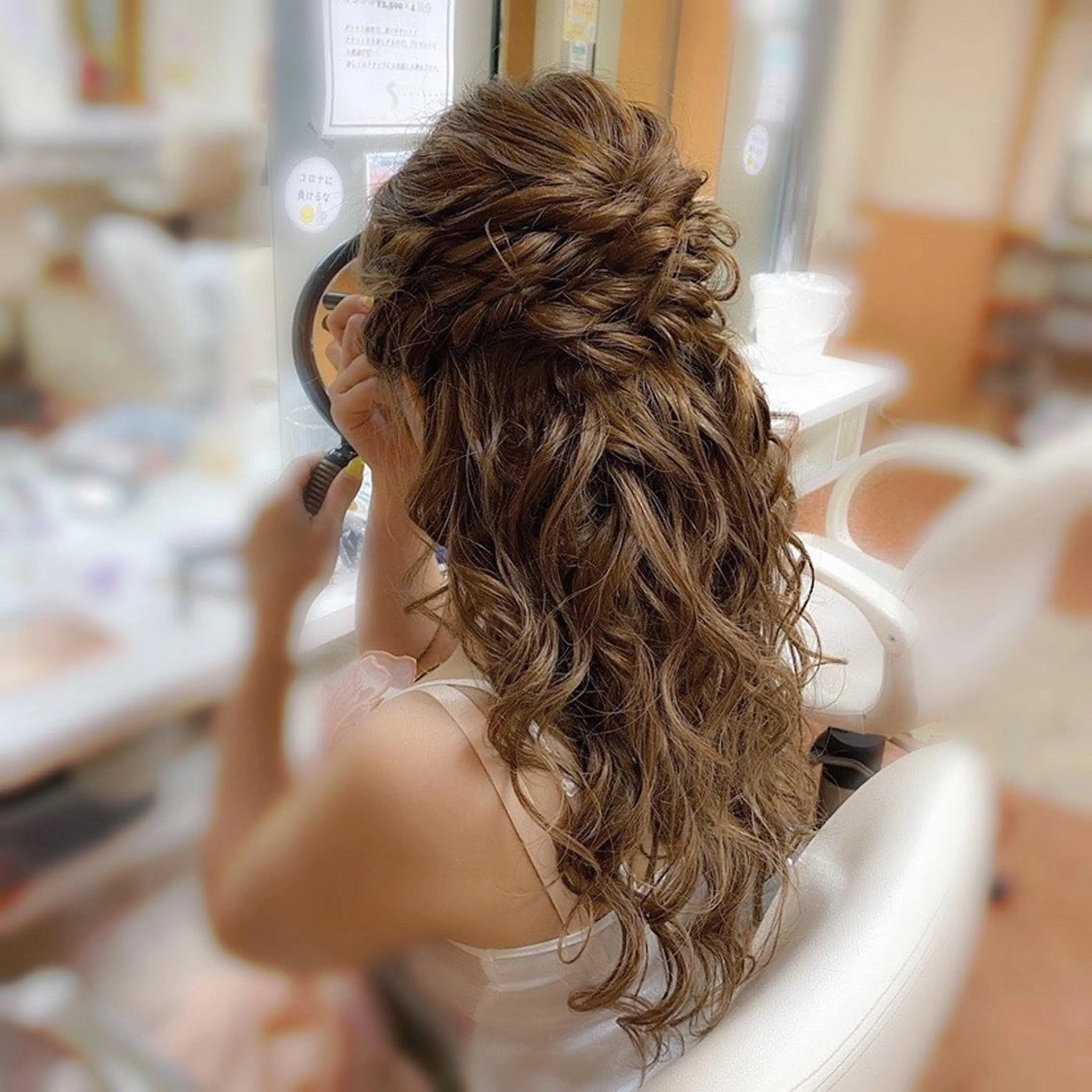 ロング ヘアアレンジ ハーフアップ エクステ ヘアセット 竹野 実優のヘアスタイル