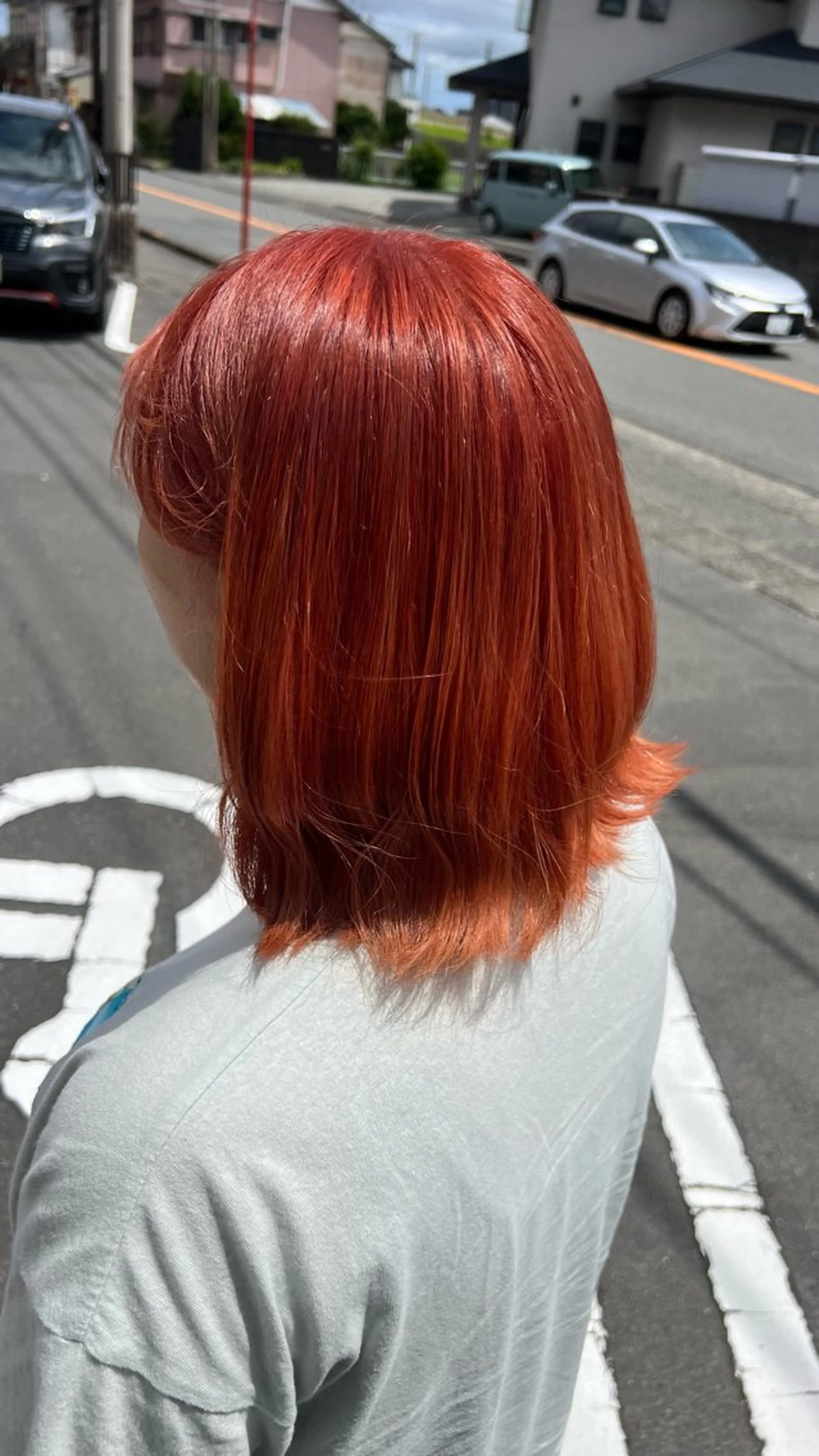 カラー ブリーチ オレンジ レッドカラー 艶カラー💎/カット モデル募集中/ほのかのヘアスタイル
