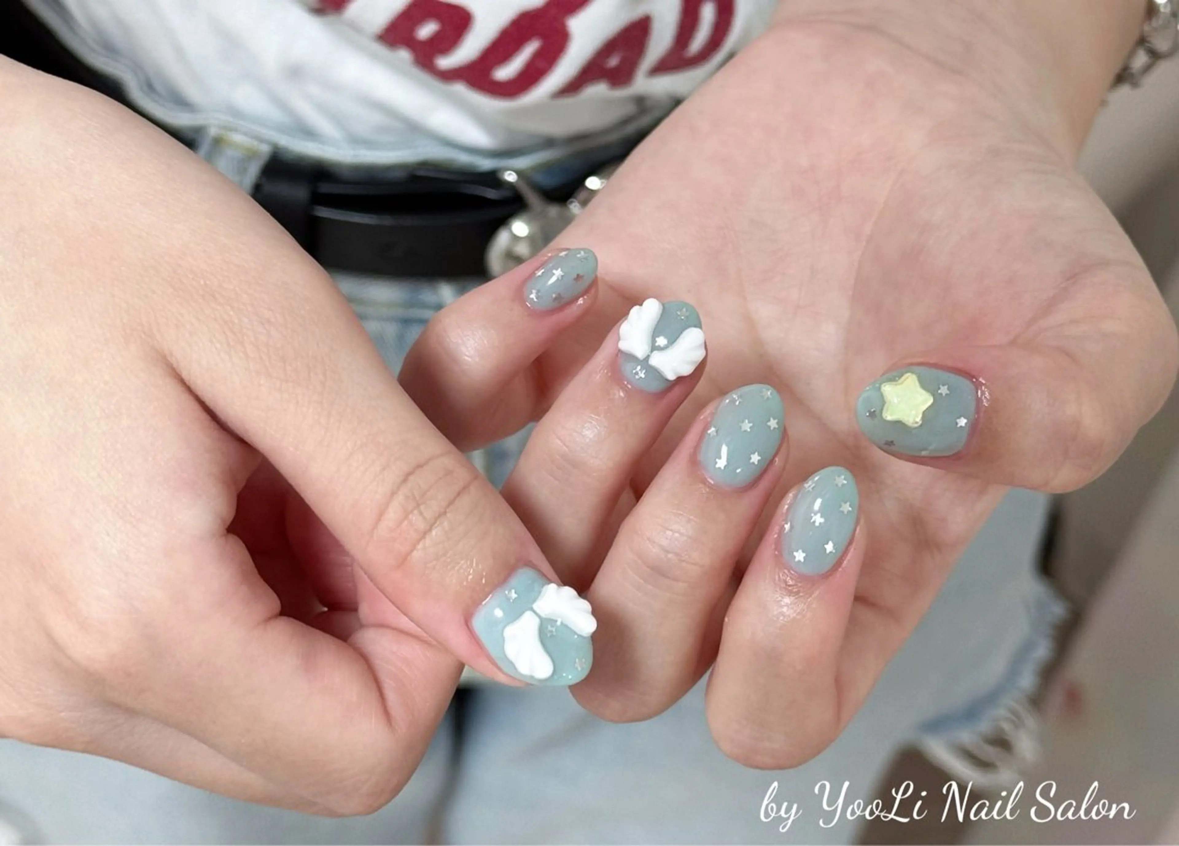 ネイル アートネイル オーロラネイル チークネイル フレンチネイル ガラスフレンチ ハンドネイル 🎀🎀YooLi Nail Salonのネイルデザイン