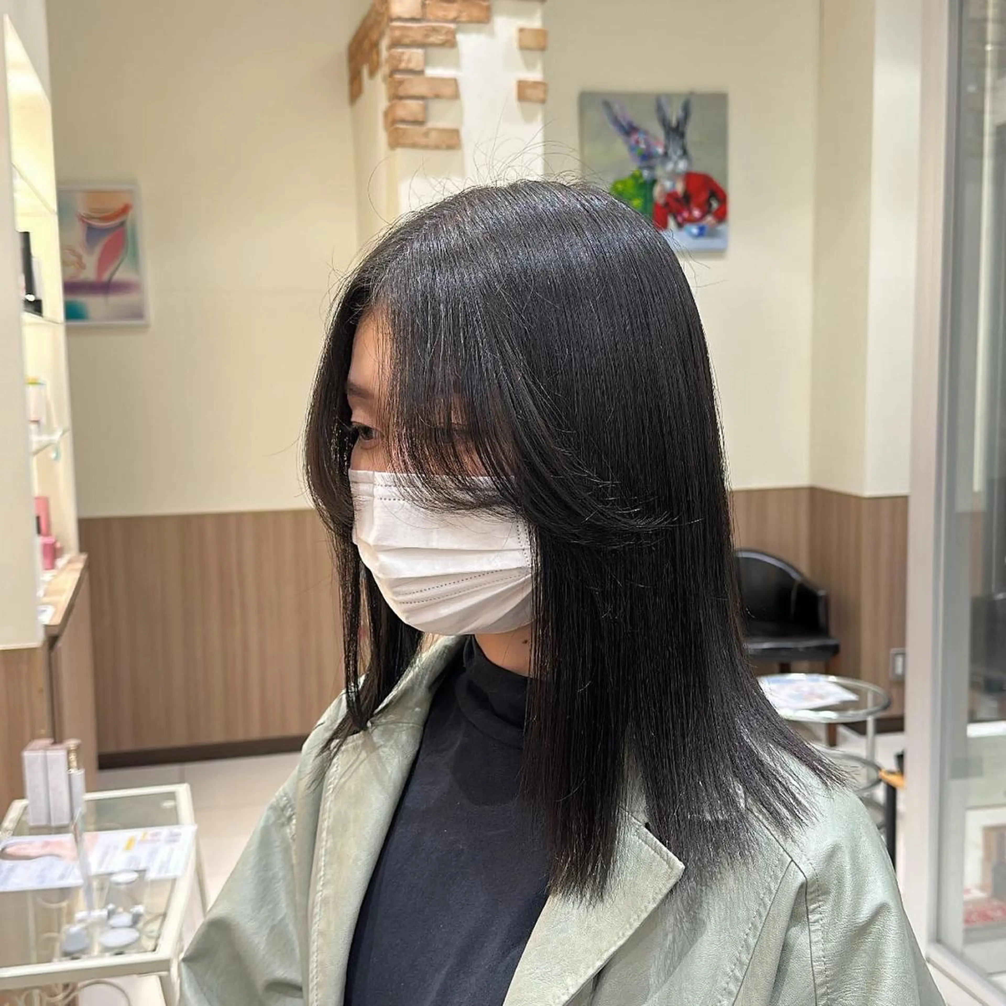 セミロング カラー アッシュ アッシュグレー 透明感カラー 佐藤功真/ ブリーチなしカラーのヘアスタイル