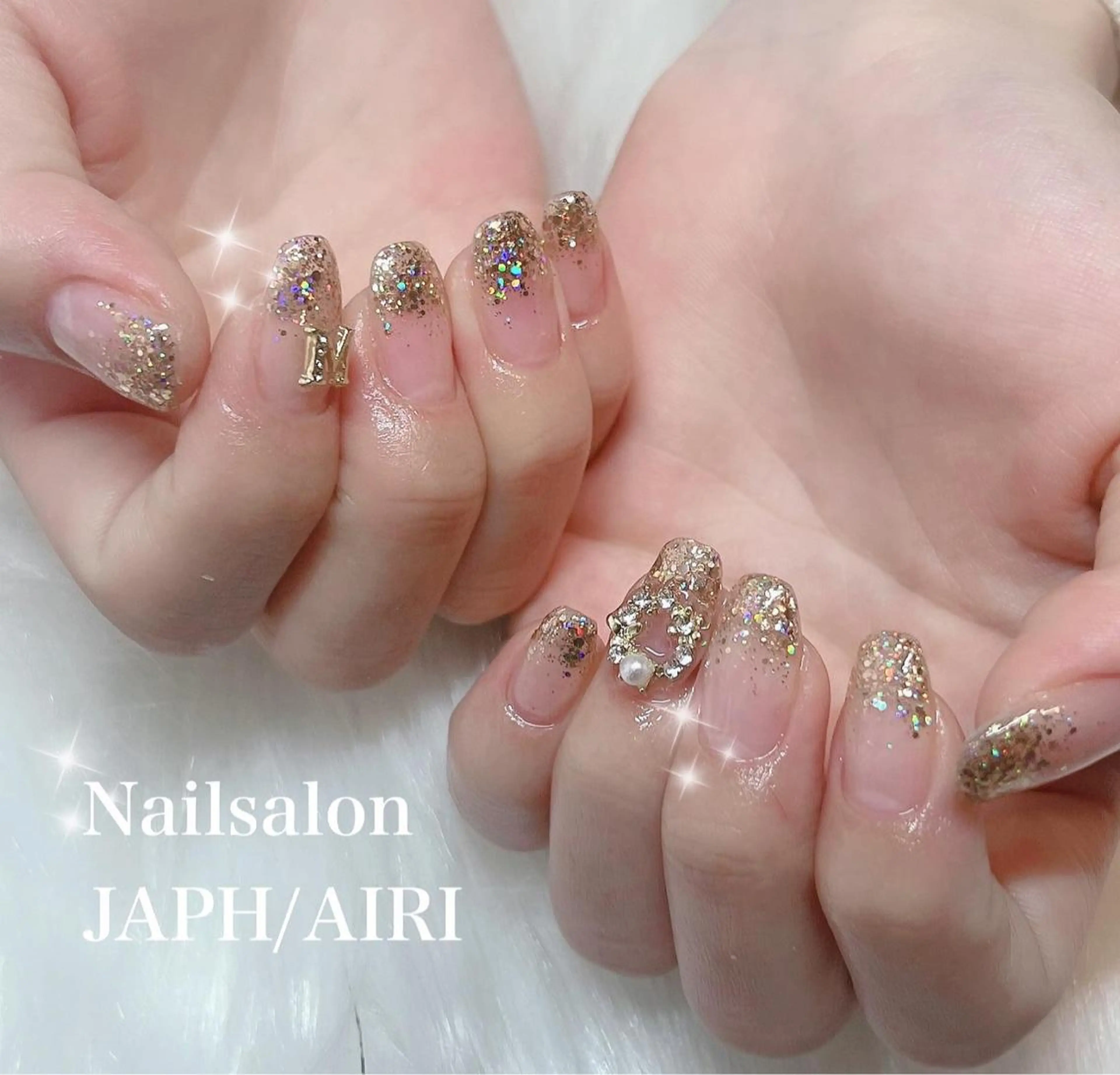 ネイル ラメ(グリッター) ラメグラデーション シンプルネイル ストーンネイル NailSalon /JAPHのネイルデザイン