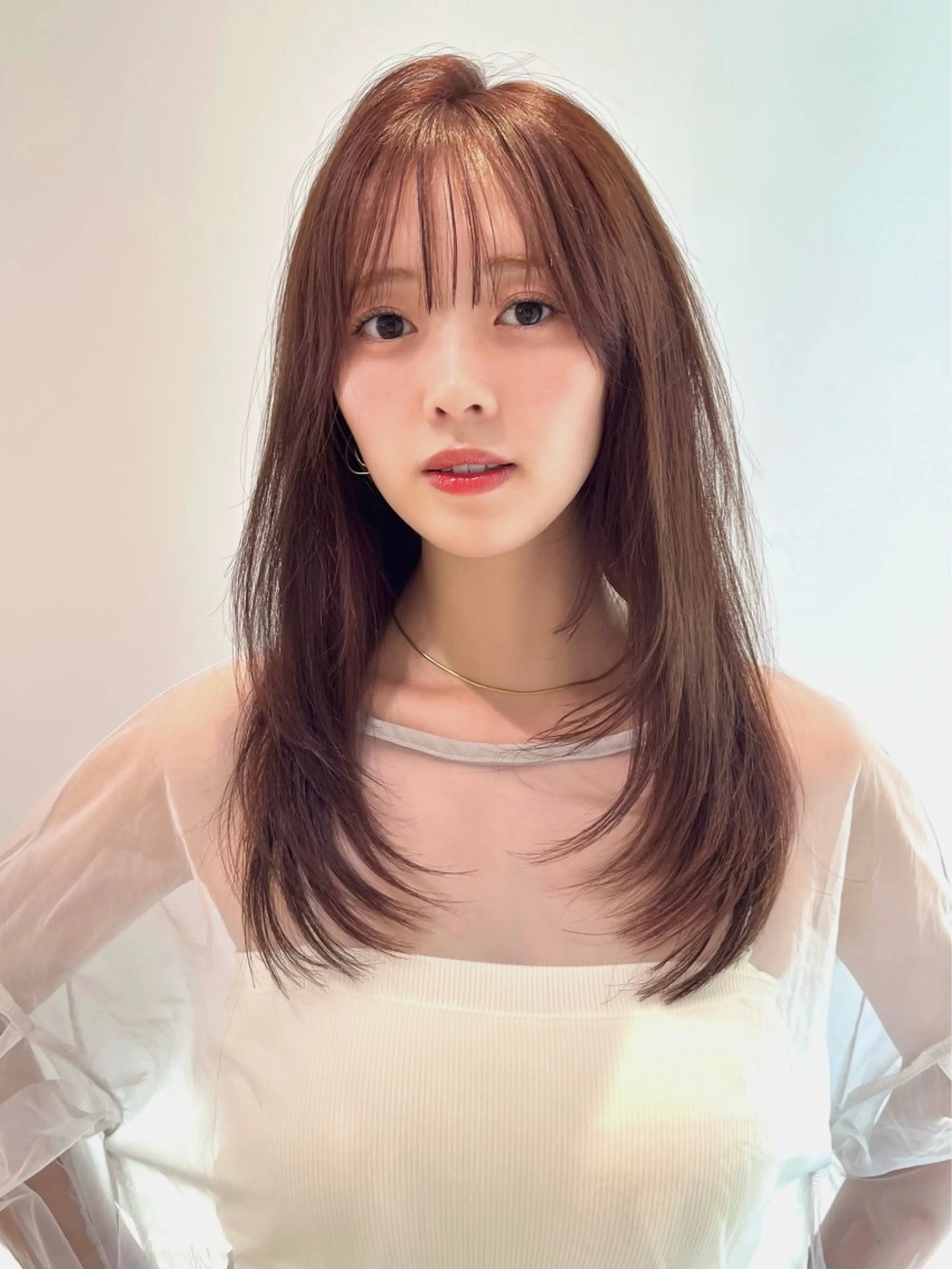 セミロング くびれヘア 韓国風ヘア レイヤーカット タッセルボブ/韓国 レイヤー/髪質改善のヘアスタイル