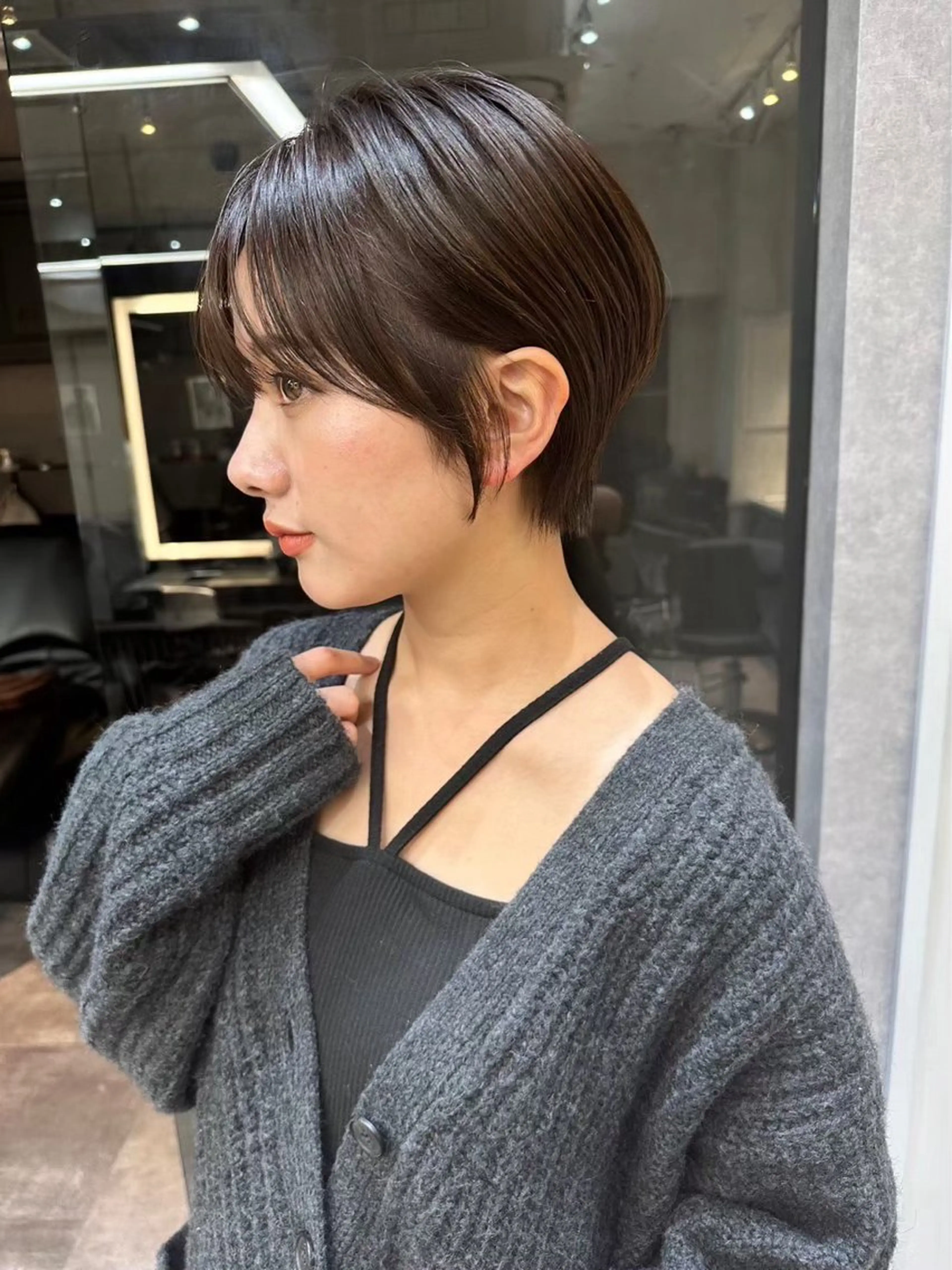 ショート カラー 丸みショート ショートヘア レイヤーボブ縮毛矯正 韓国RINAのヘアスタイル