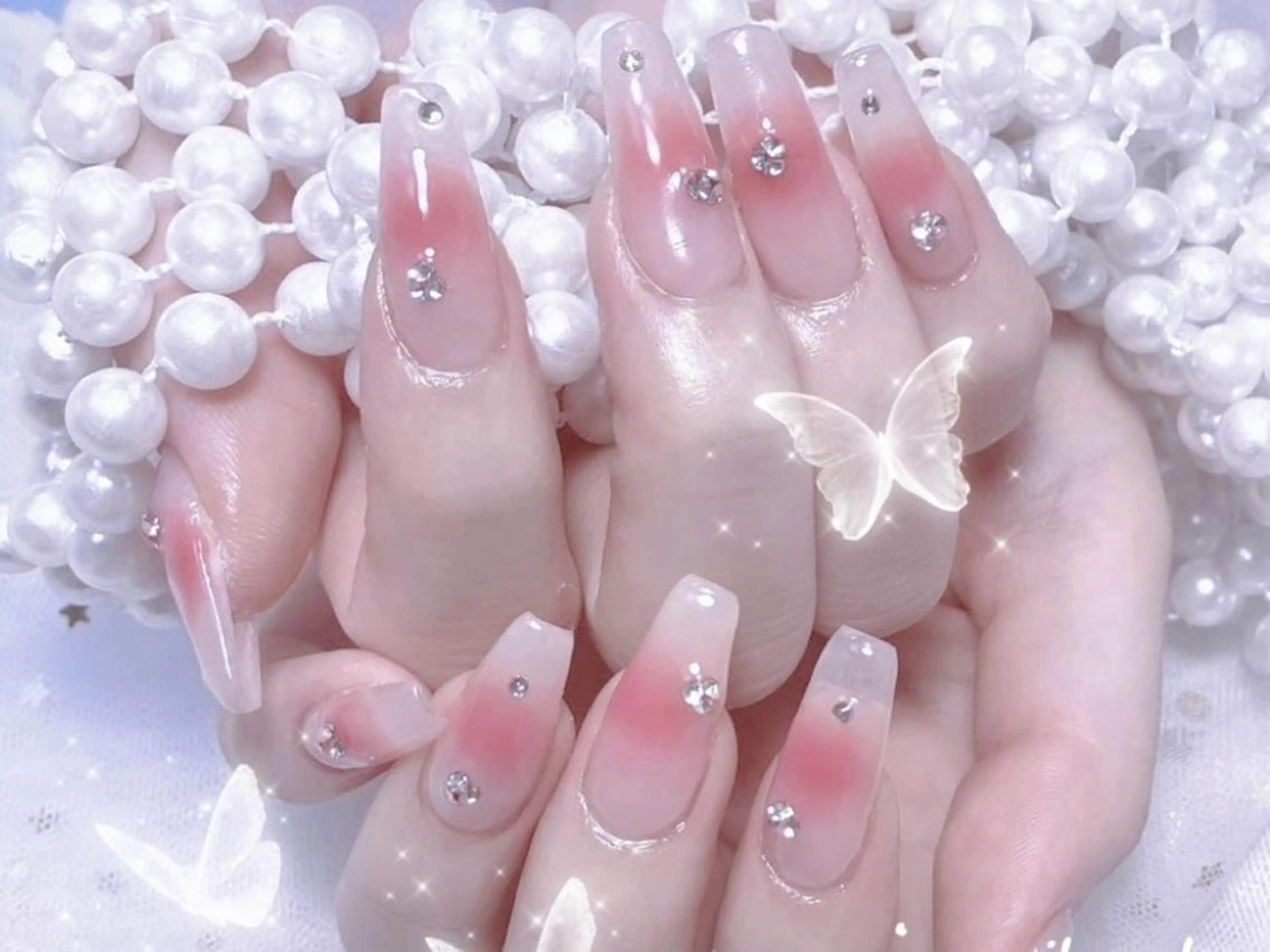 👑【チップジェル長さ出し】チークネイル(ベースあり)¥7280の写真