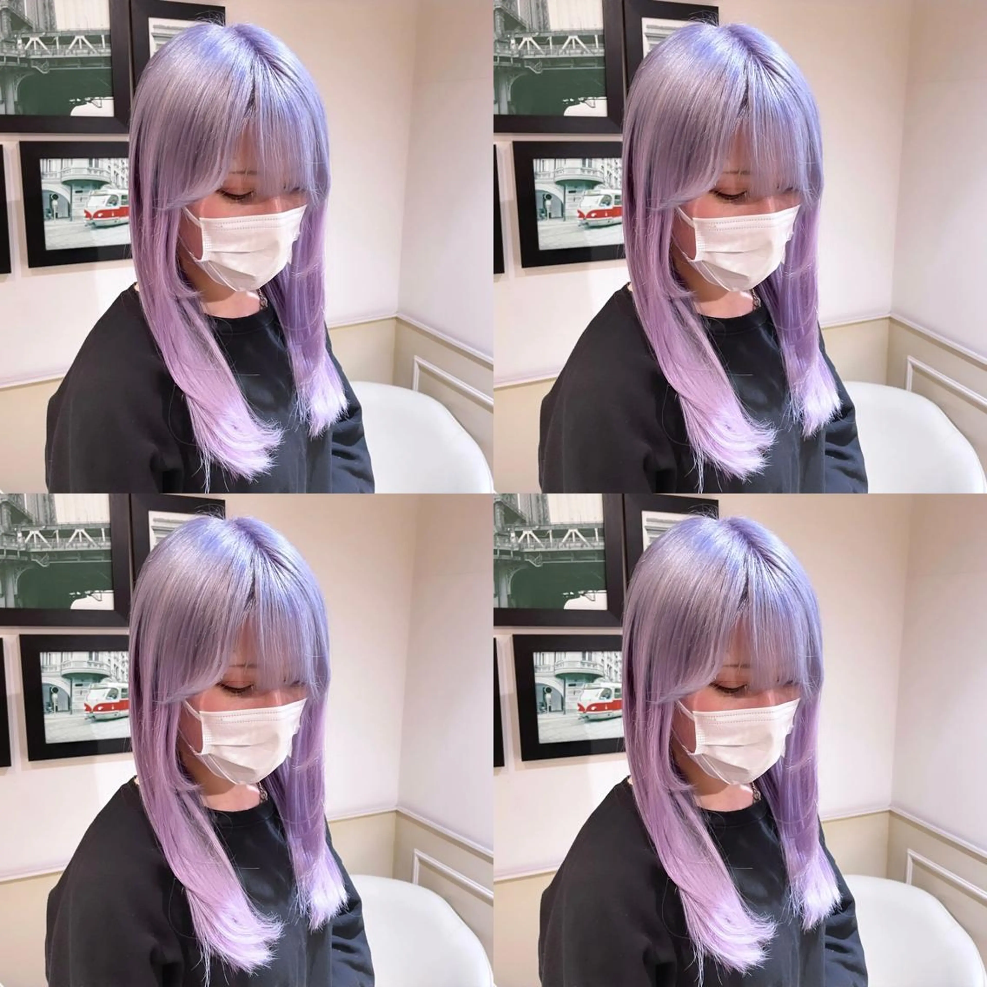 セミロング カラー シールエクステ ダブルカラー ラベンダーカラー シルバー エクステ 🌟トップデザイナー 高橋🌟のヘアスタイル