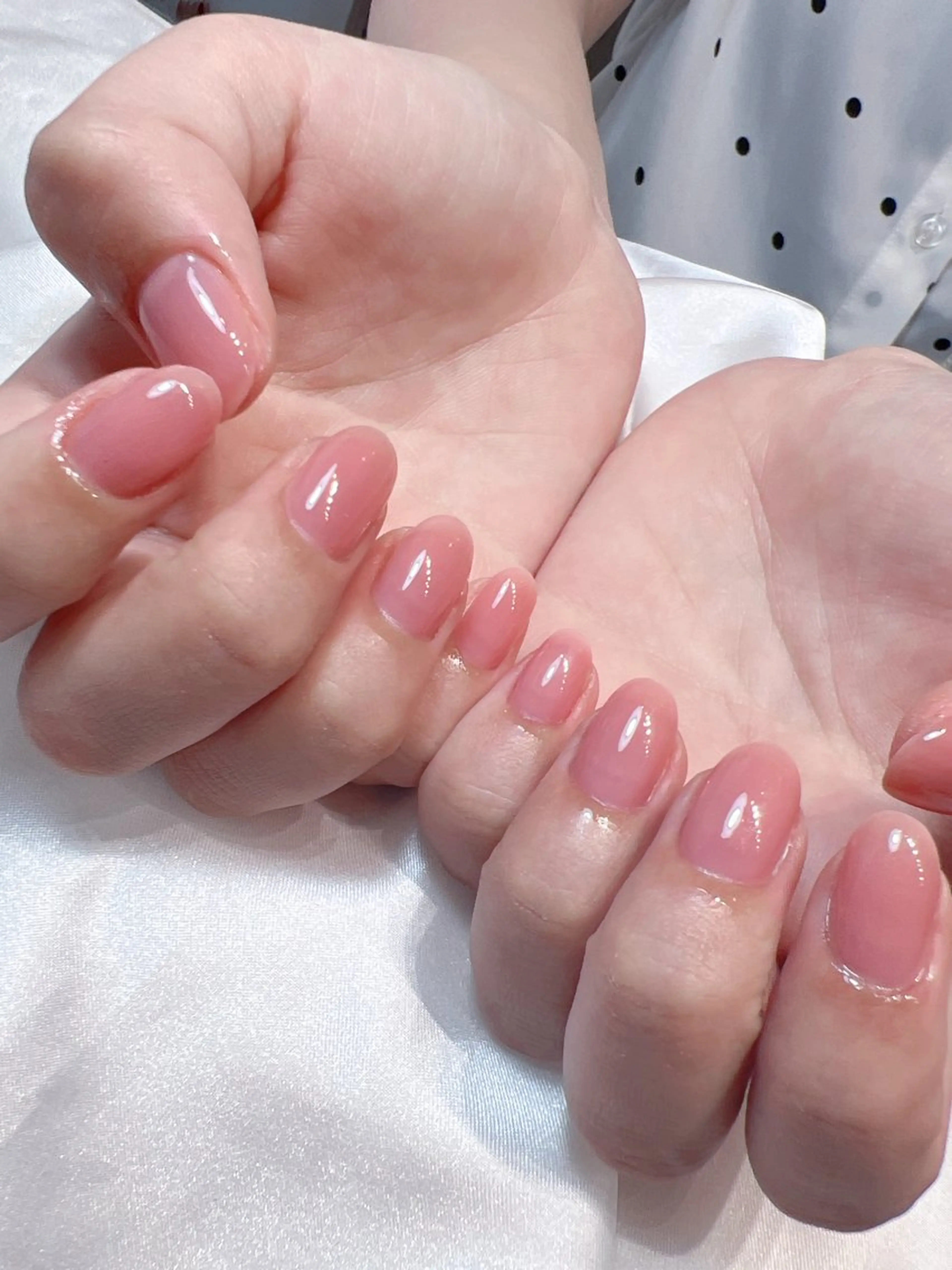 ネイル ワンカラーネイル ピンク シンプルネイル bijou nails　蓮のネイルデザイン