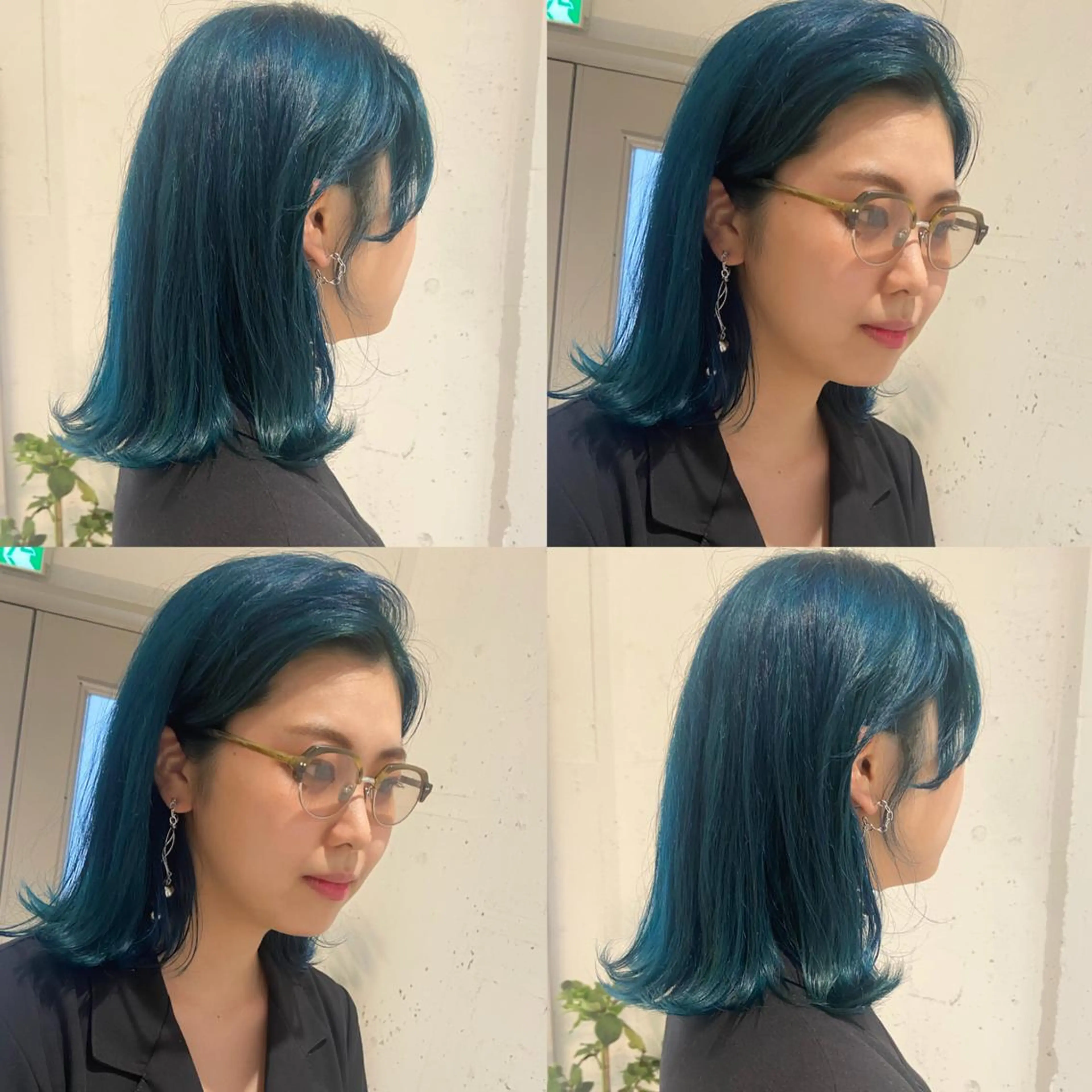 ミディアム カラー エメラルドグリーン ハイトーンカラー カジュアルを女っぽく 𝗮𝘆𝗮𝗰𝗼のヘアスタイル