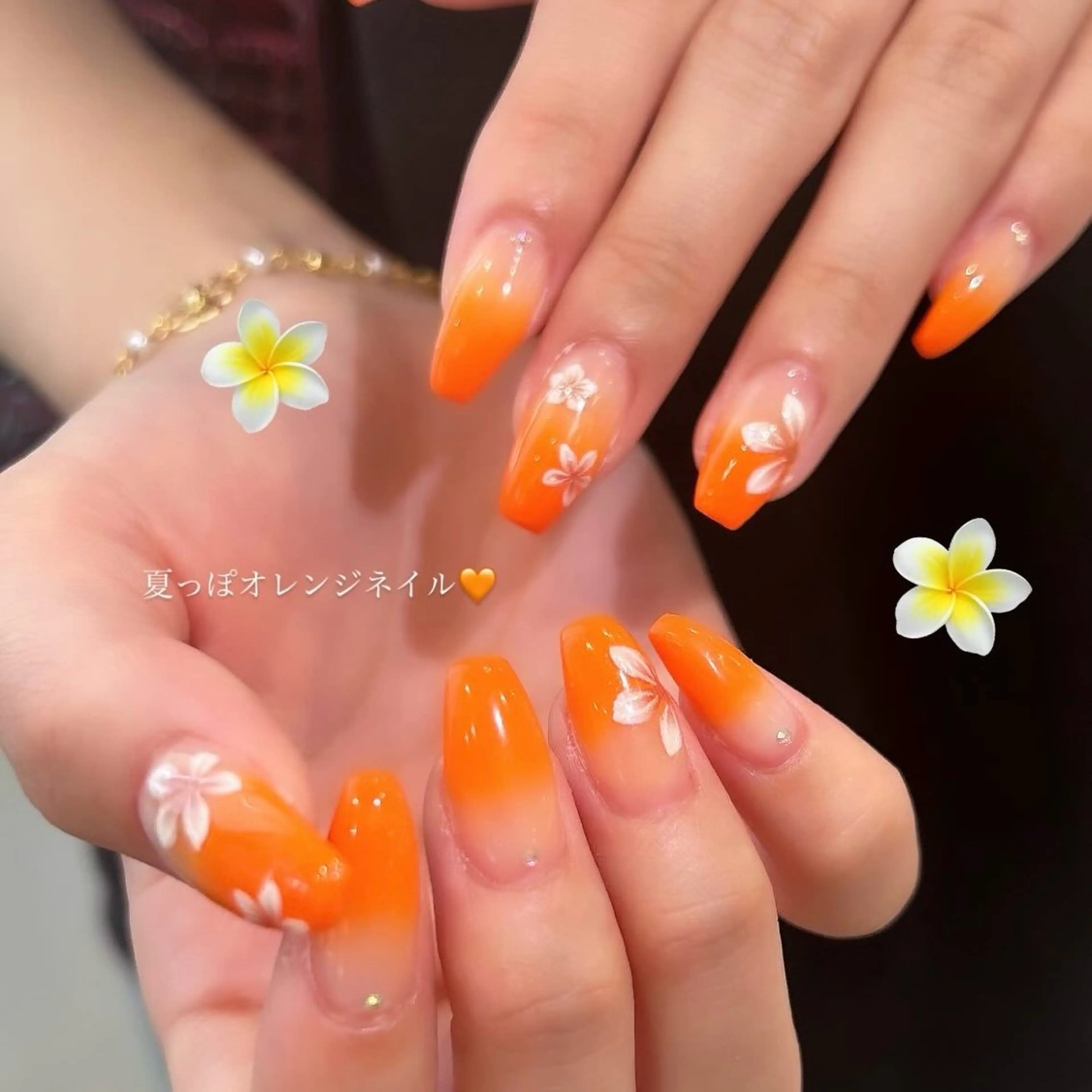 ネイル オレンジ ハンドネイル 🤍Earth笛吹 𝑴𝒂𝒏𝒂🤍のネイルデザイン