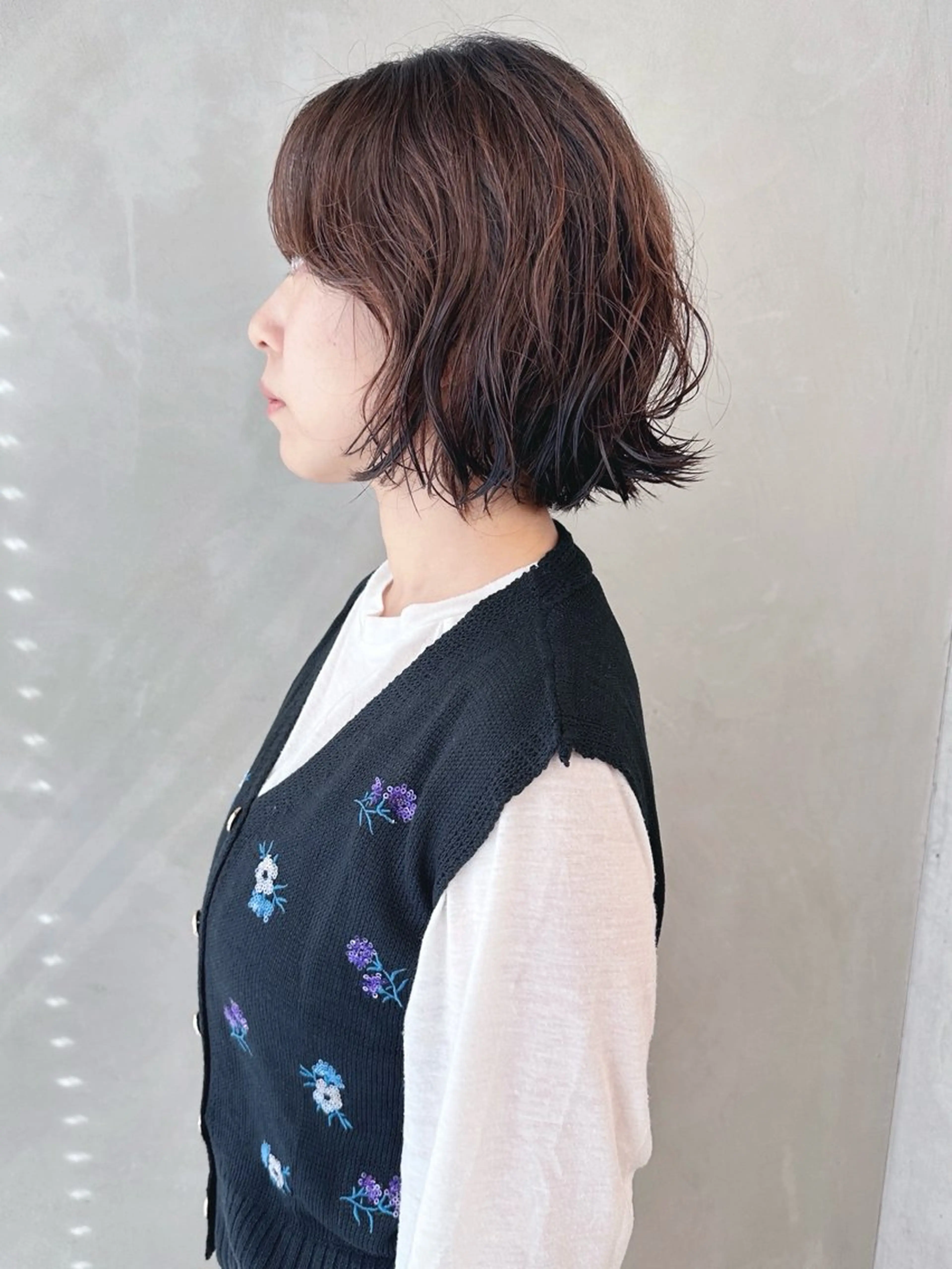 ミディアム パーマ カット パーマ 小顔ボブ/お悩み解決 /ボブパーマ/とういのヘアスタイル