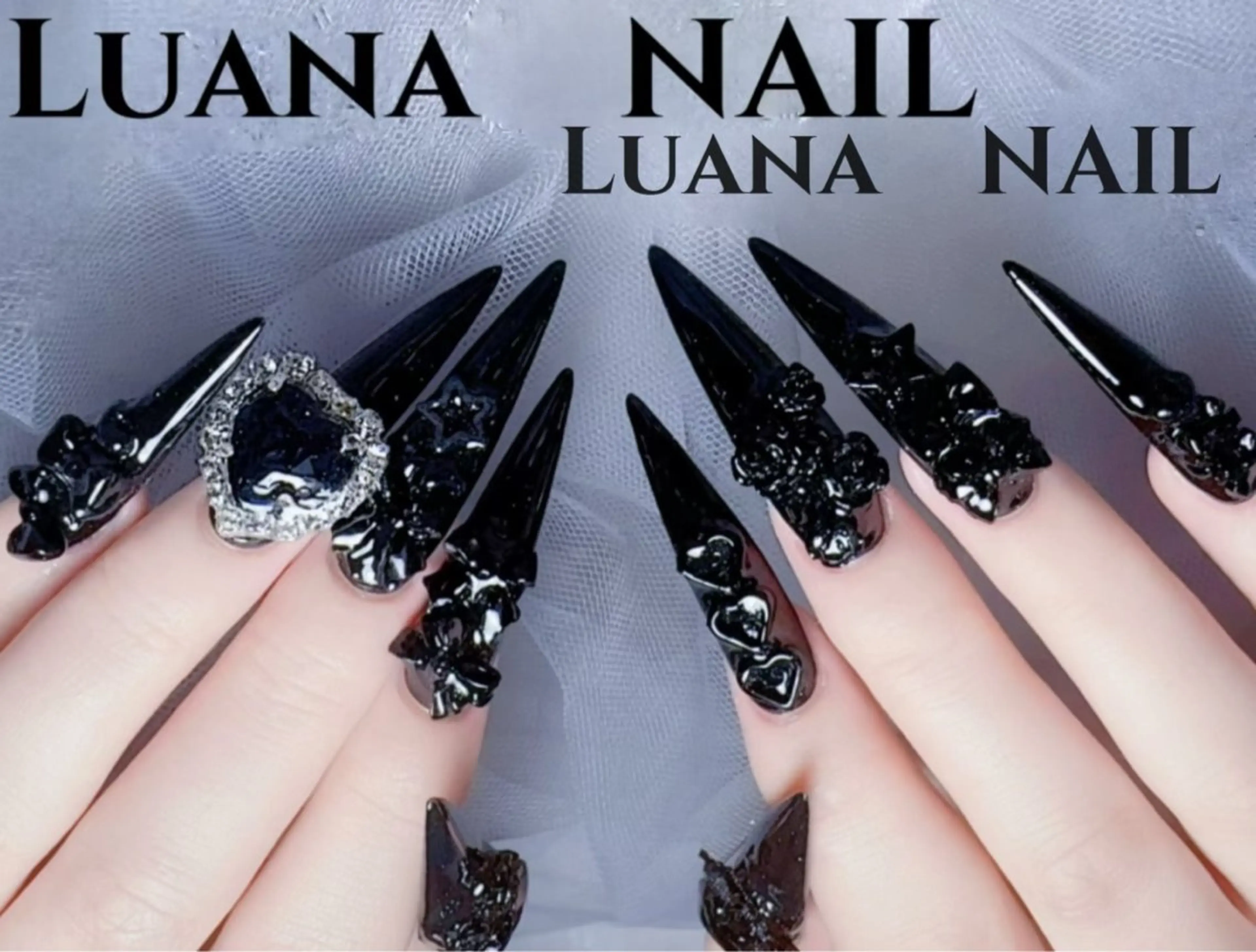 ネイル フラッシュネイル フレンチネイル 韓国ネイル ロングネイル マグネットネイル ハンドネイル ルアナネイル サロンのネイルデザイン