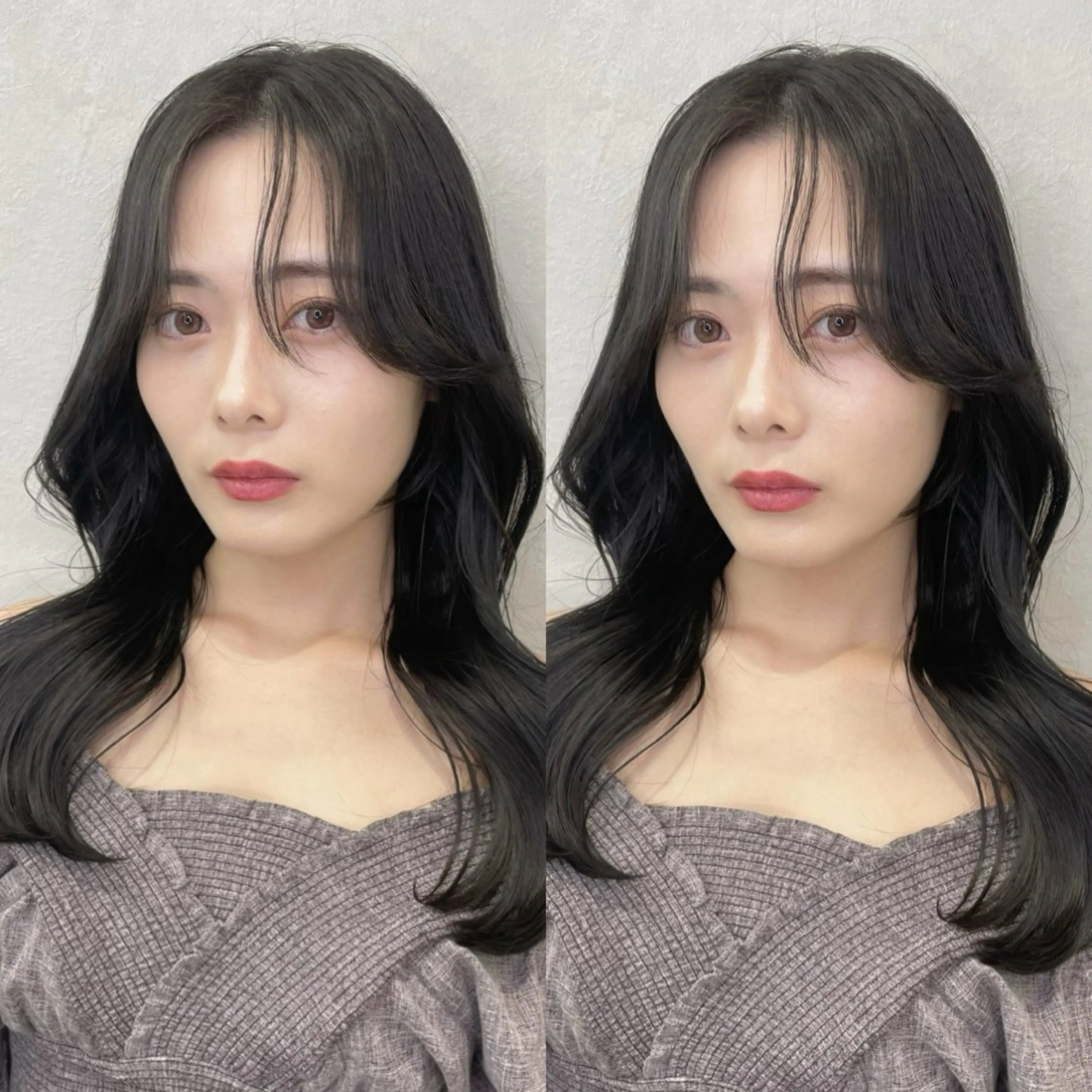 セミロング カラー くびれヘア 韓国風ヘア レイヤーカット 小顔カット ワンホンヘア カット ヘアカラー トリートメント 博多ベージュ 🐻松井傑のヘアスタイル