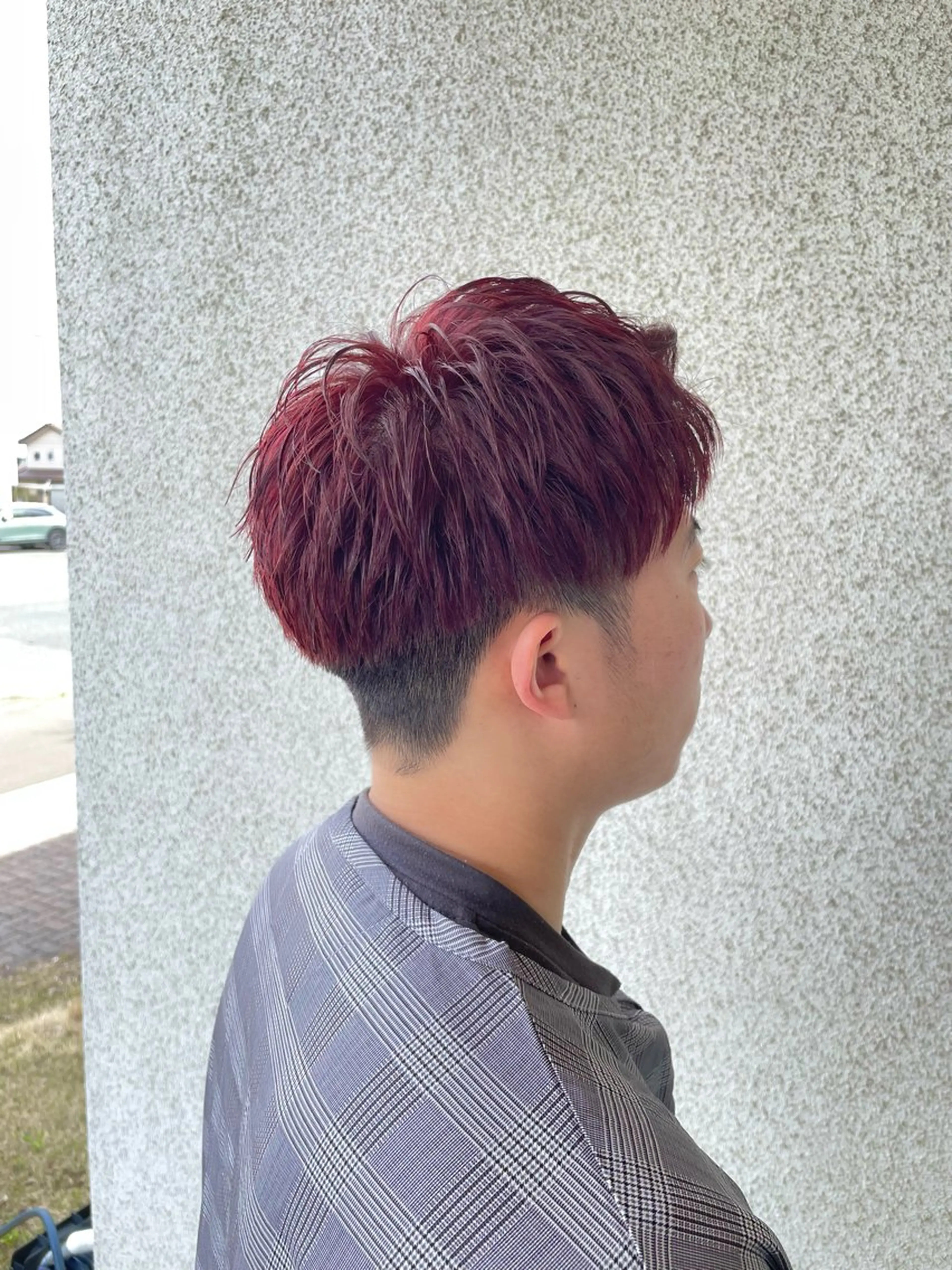 カラー メンズ メンズショート レッドカラー カット ヘアカラー ヴァンキャトル所属・芳賀 風斗のヘアスタイル