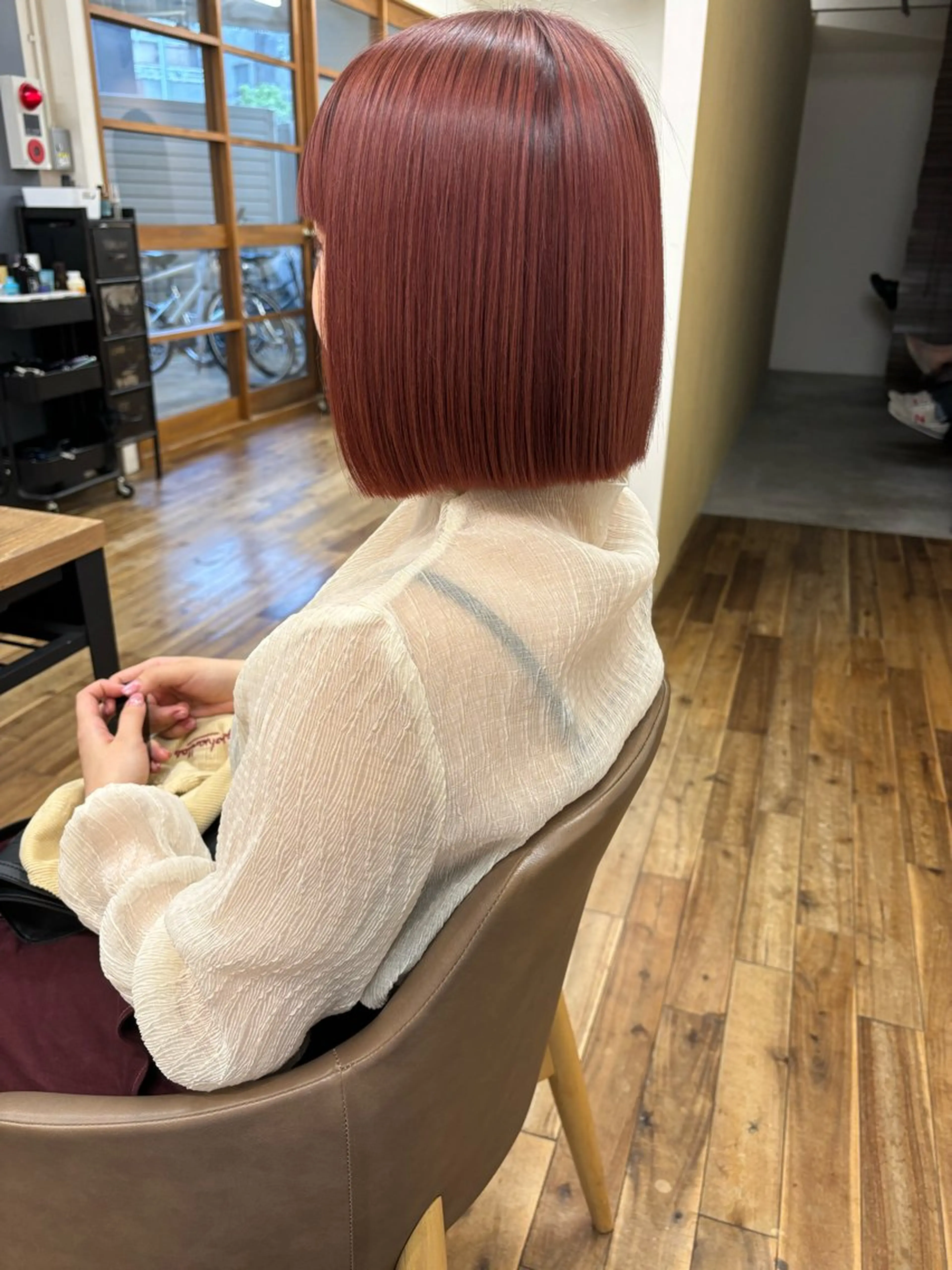 ミディアム カラー ピンクカラー ヘアカラー 大阪デザインカラー/ カットモデル募集のヘアスタイル