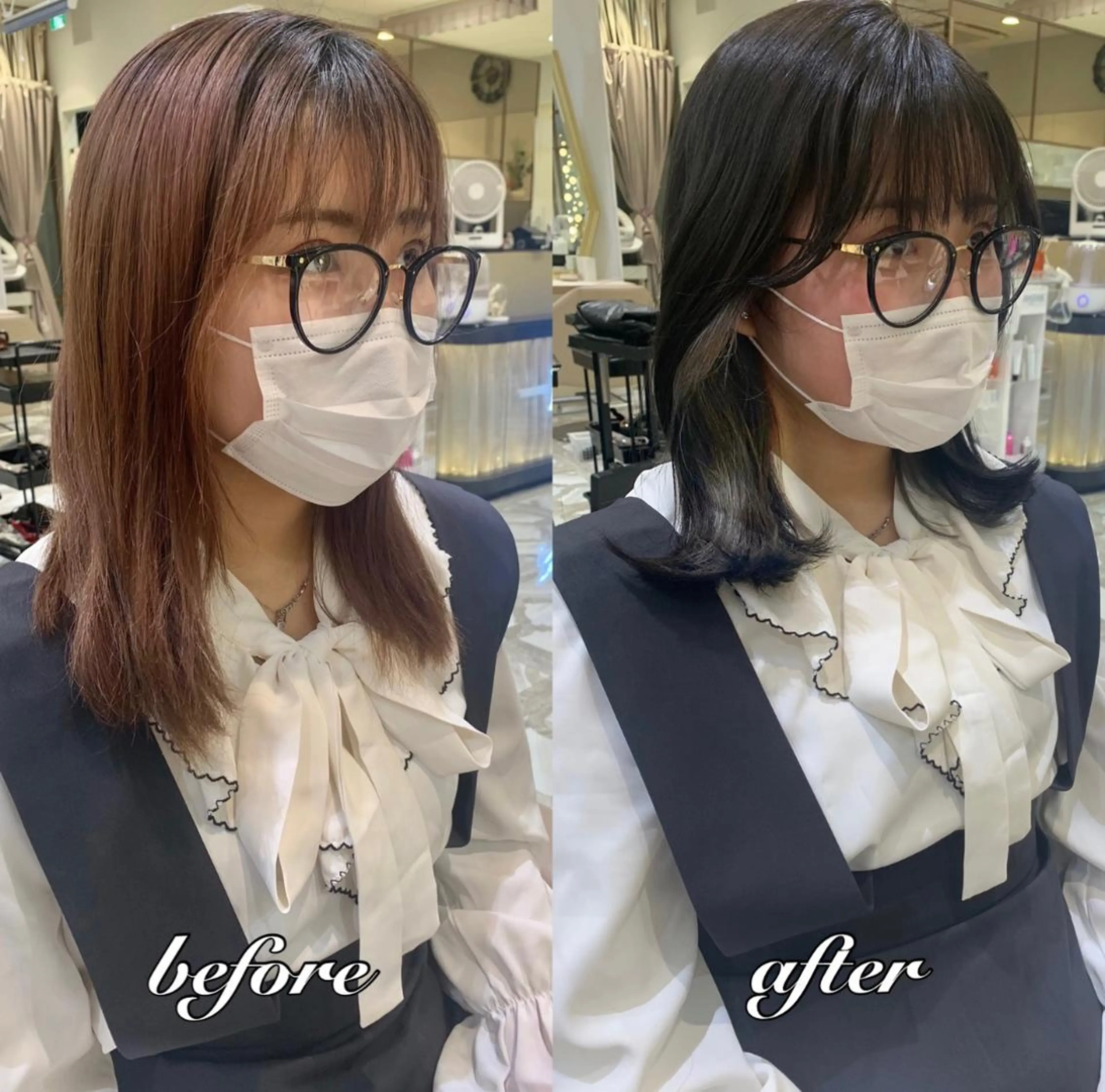 ミディアム カラー パーマ ヘアアレンジ メンズ キッズ ネイル マツエク・マツパ アイブロウ 《褒められる》 透明感カラー/小嶋のヘアスタイル