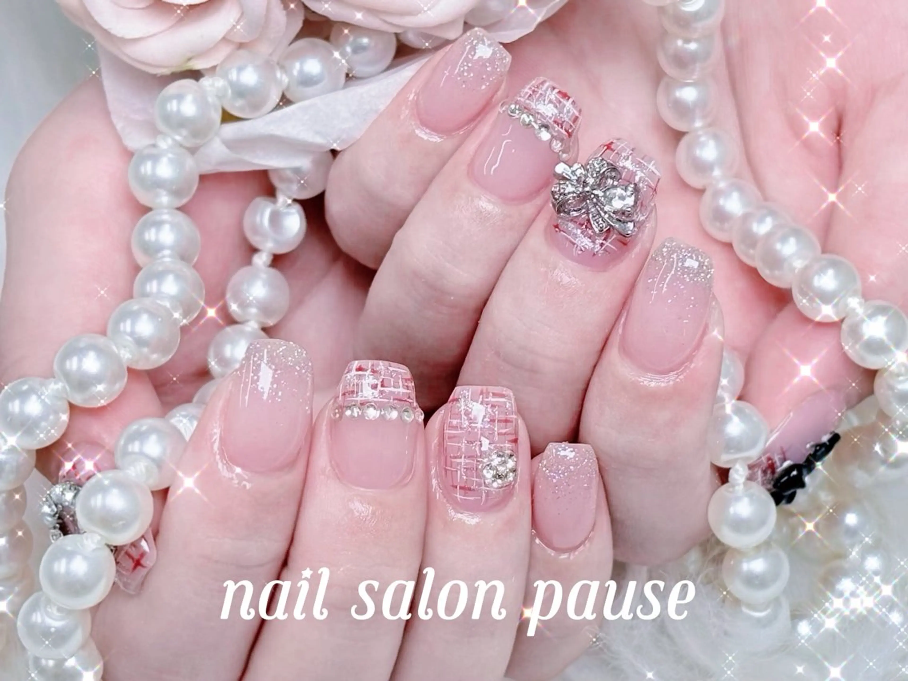 ネイル ラメ(グリッター) ラメグラデーション ストーンネイル ツイードネイル ハンドネイル ハンドケア nail salon pause✨のネイルデザイン
