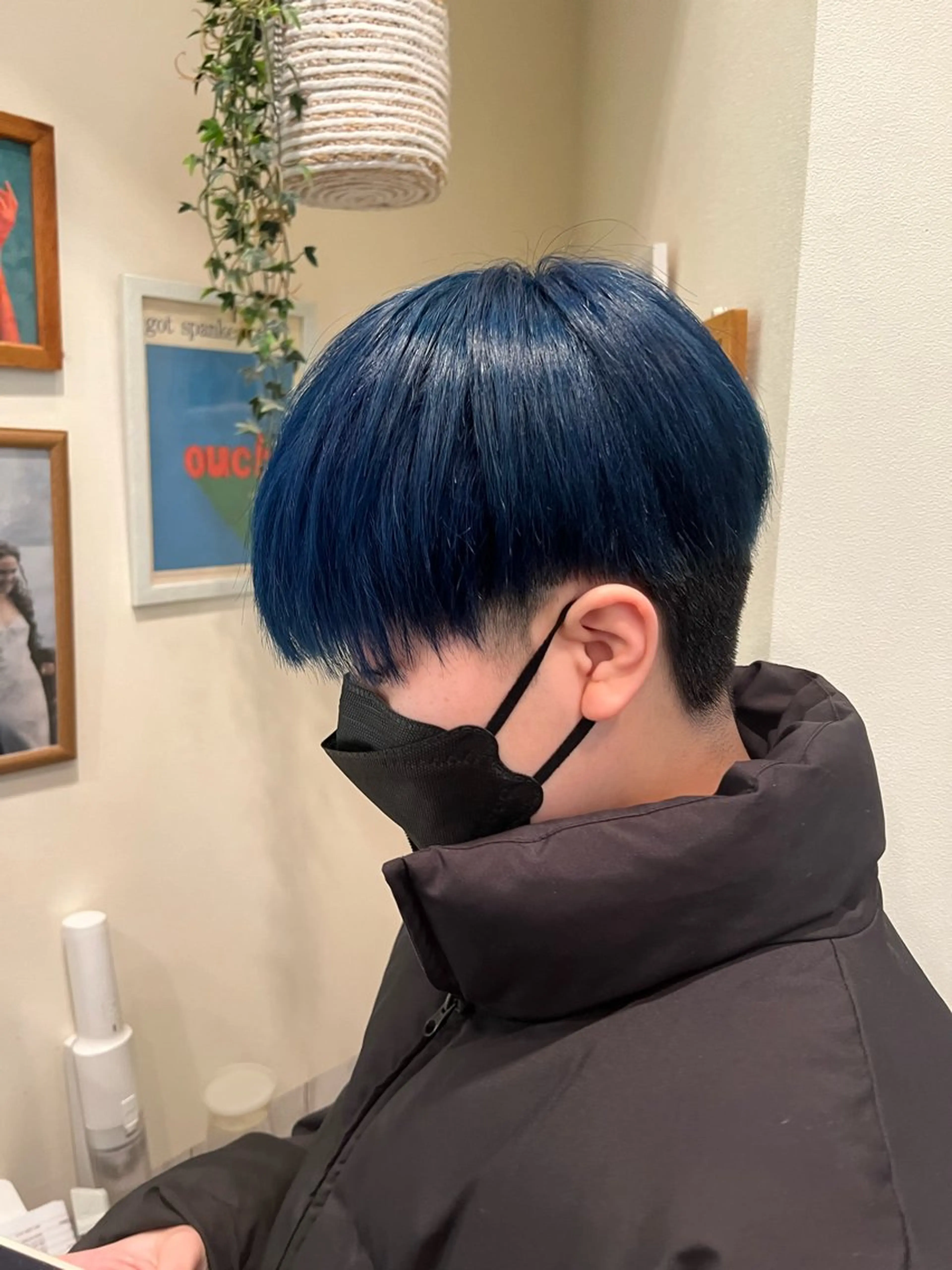 ショート カラー ブリーチ ブルーカラー ネイビーカラー カット ヘアカラー 大人メンズパーマ /石川瑠青のヘアスタイル