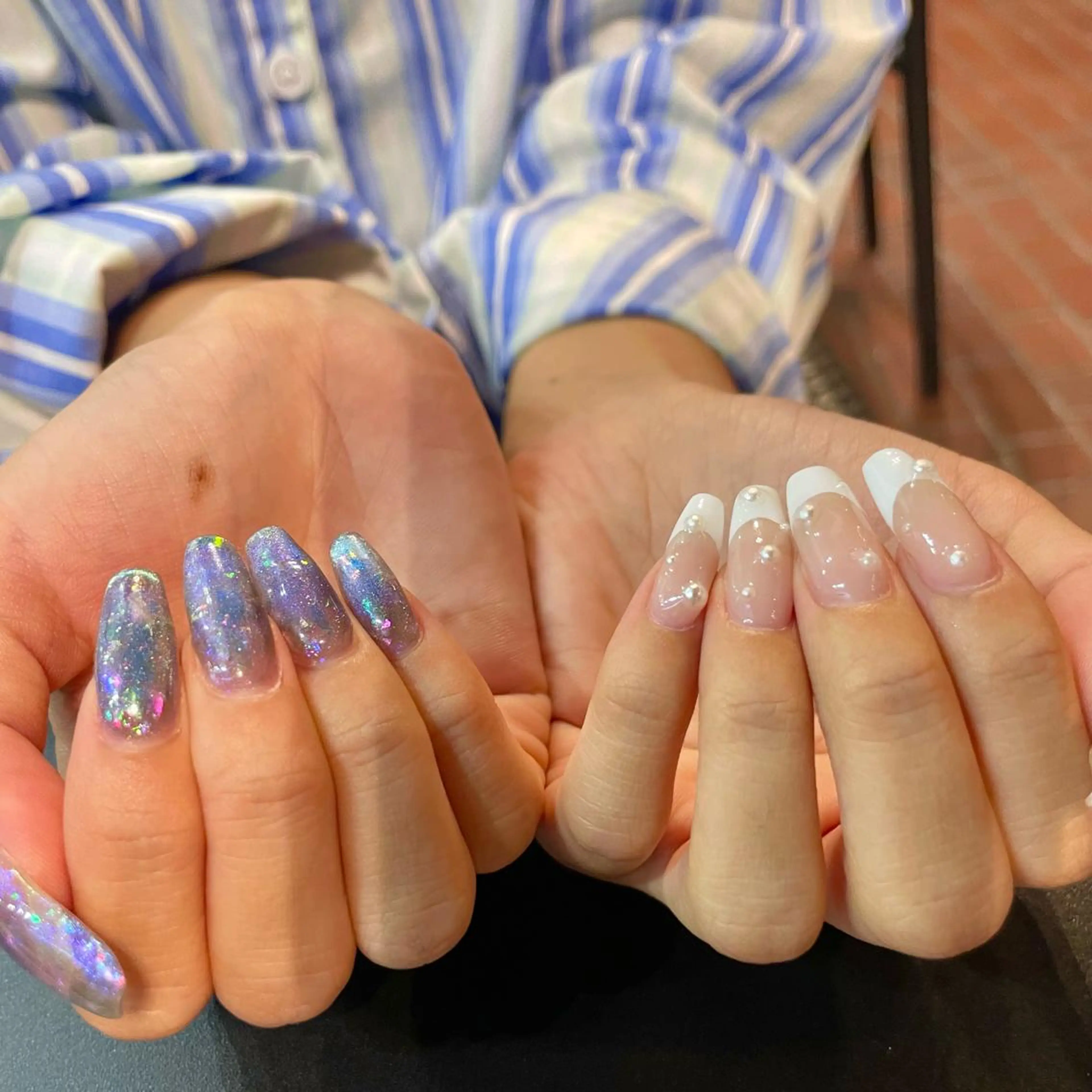 ネイル オーロラネイル フレンチネイル キラキラネイル マグネットネイル ハンドネイル フットネイル with hues AYAのネイルデザイン