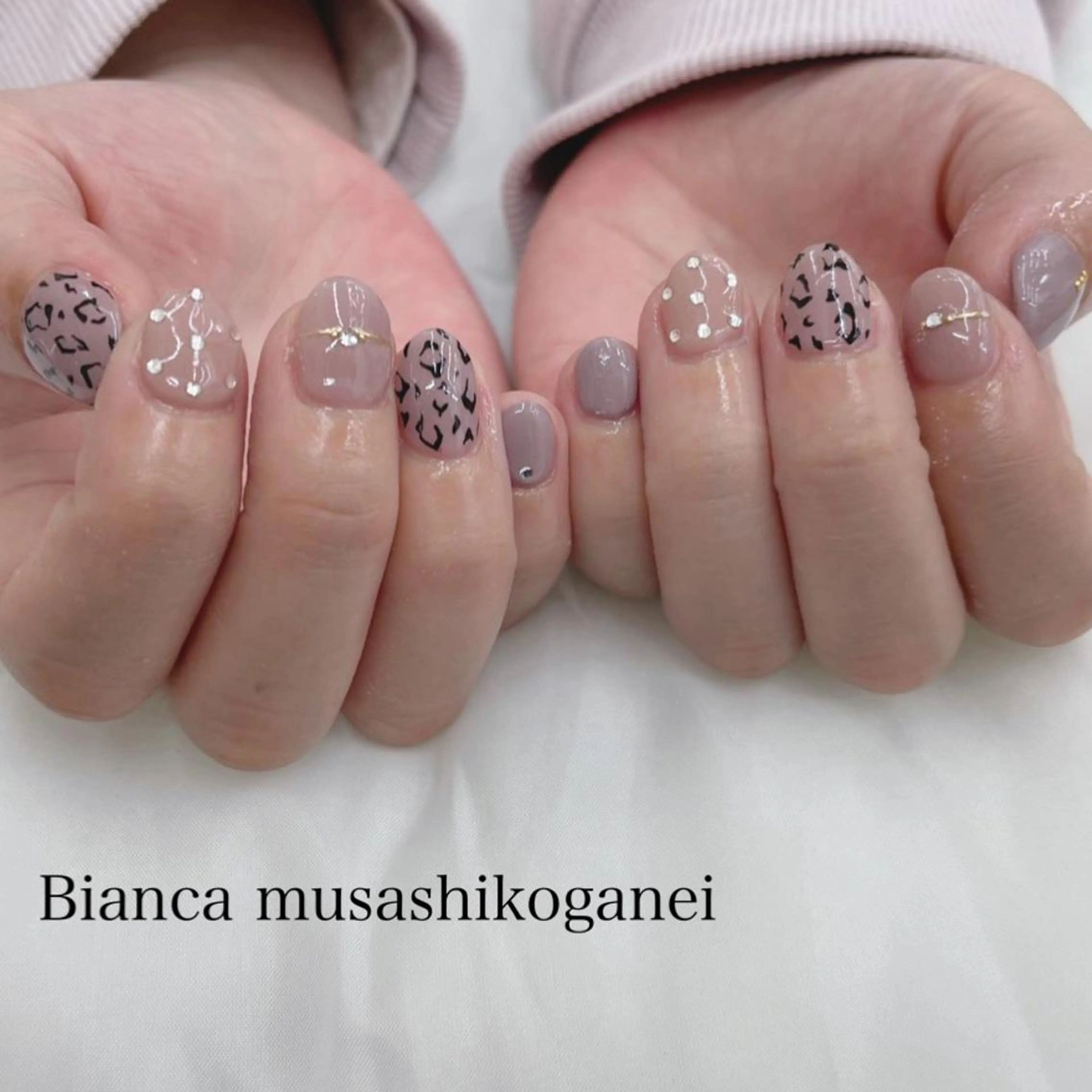 ネイル アニマル柄 ピンク Bianca 武蔵小金井　ほしののネイルデザイン