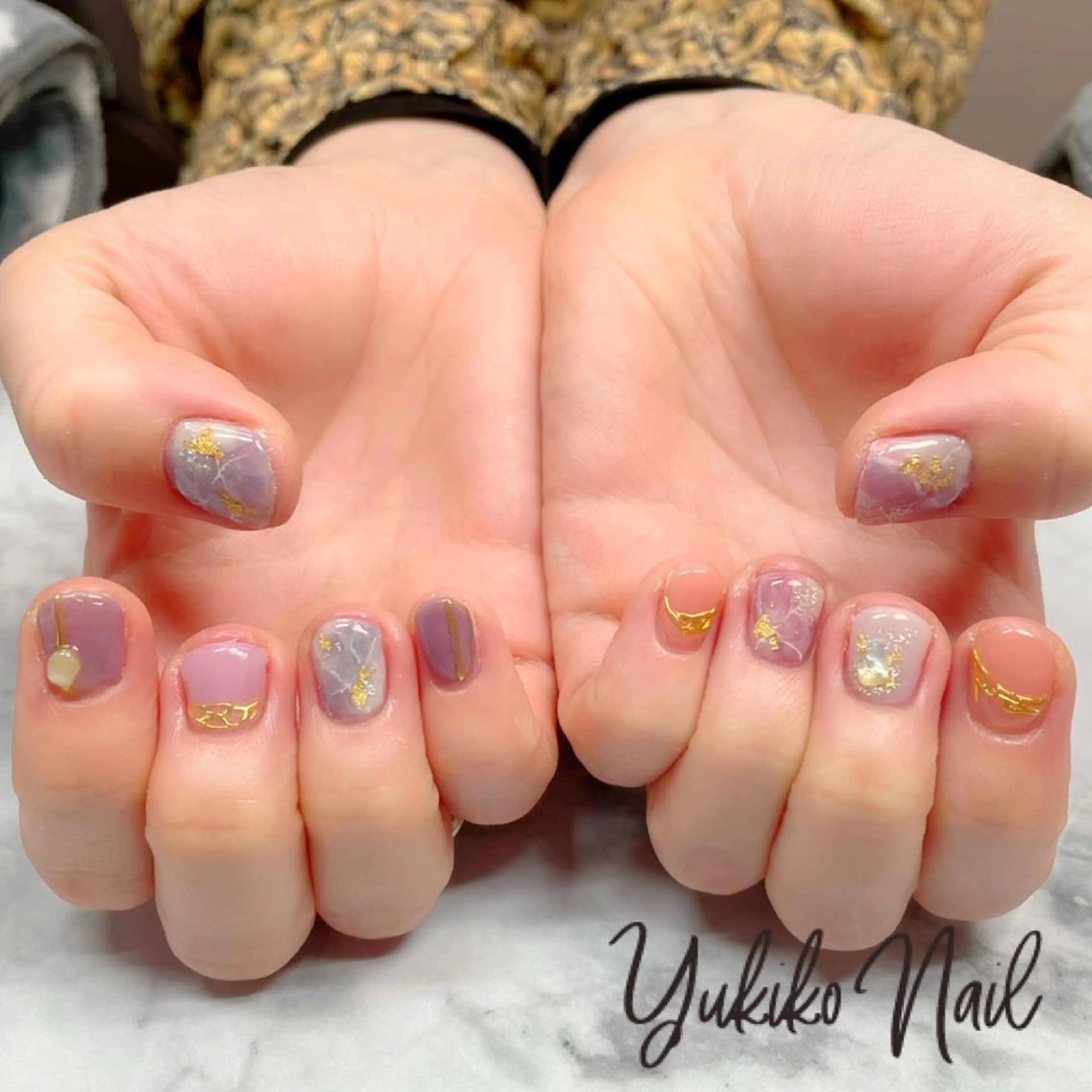 ネイル 大理石ネイル(マーブル) 持ち込み ニュアンスネイル ハンドネイル ユキコ ネイルのネイルデザイン