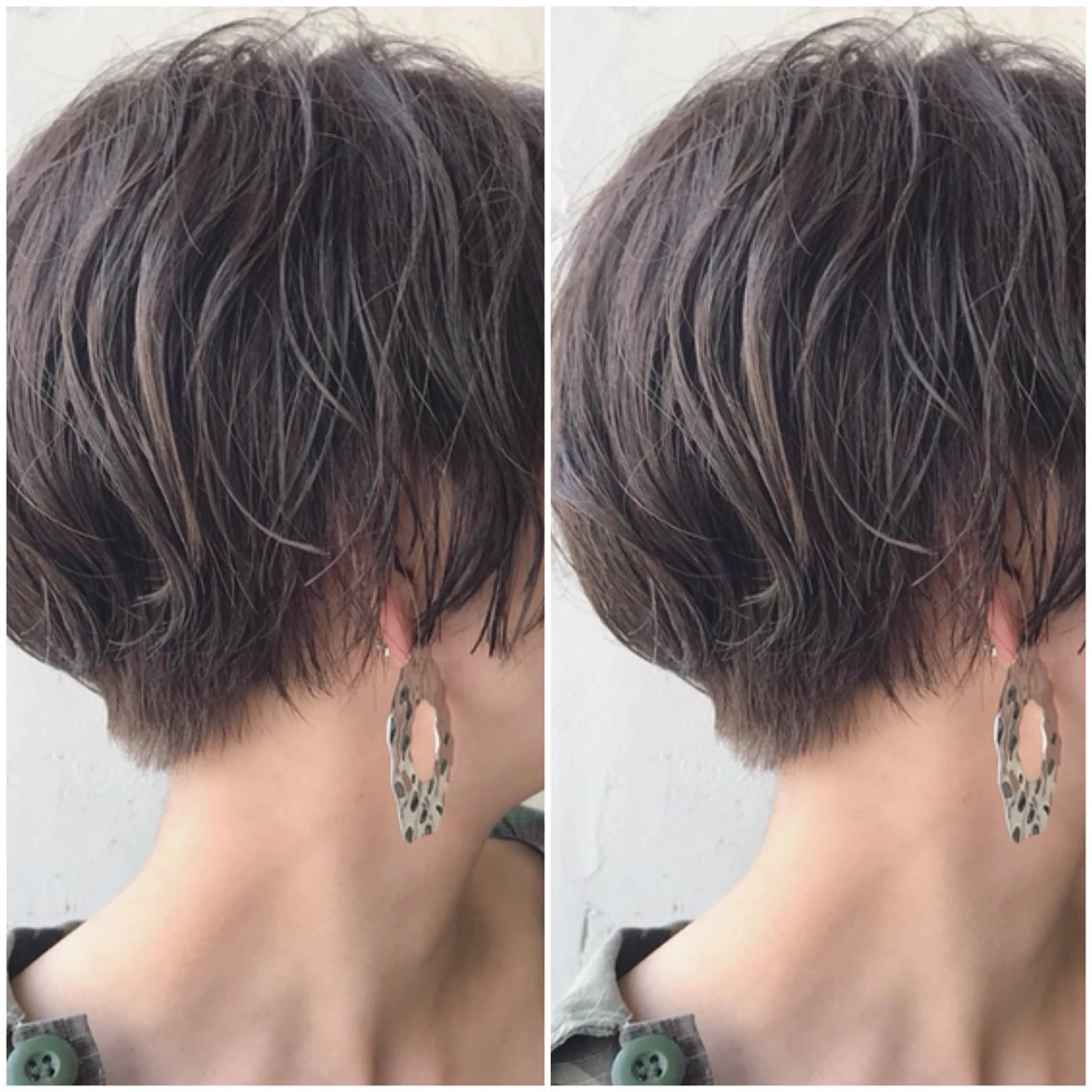 ショート レイヤーカット ショートヘア オリーブ透明感カラー 表参道/MIKUのヘアスタイル