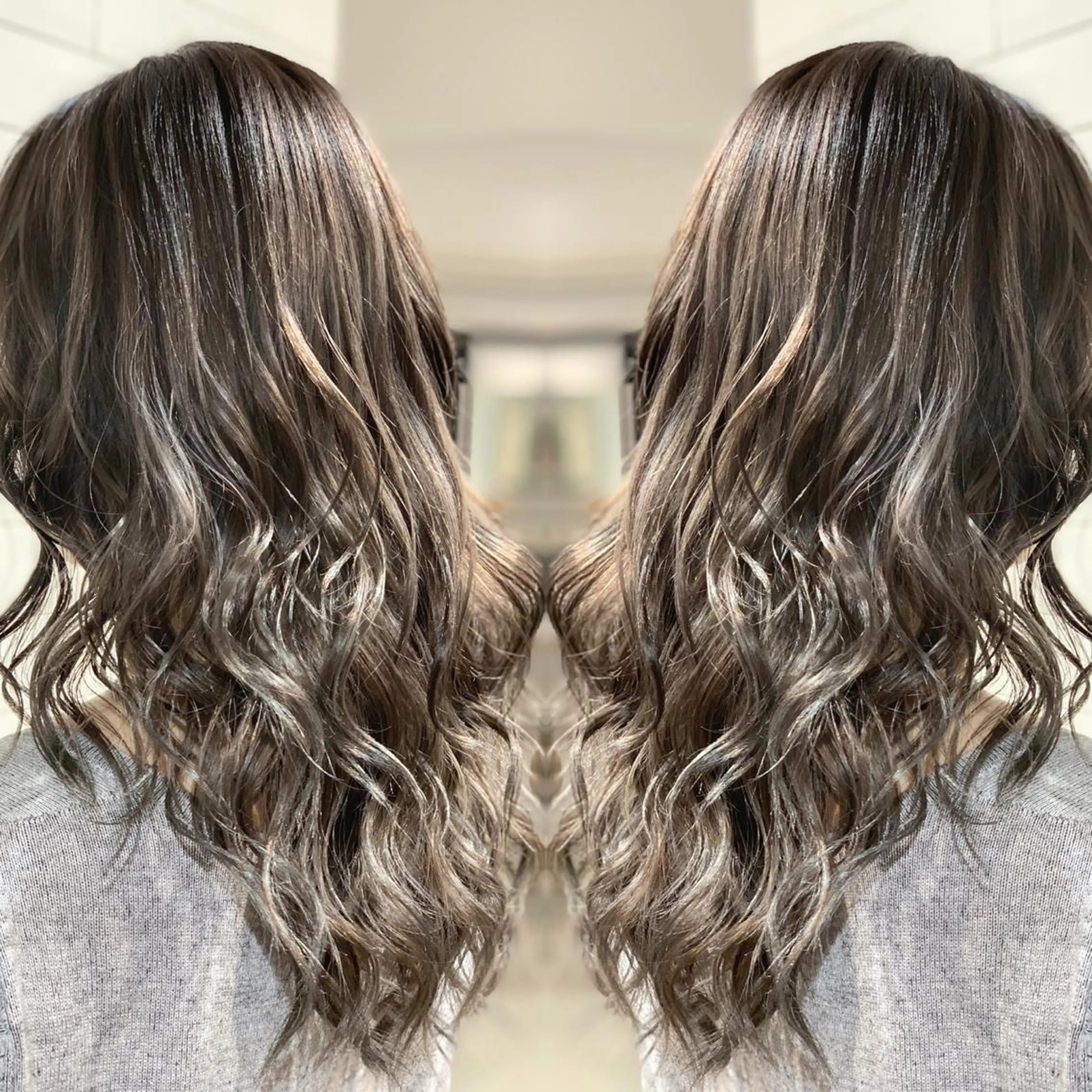 セミロング カラー ヘアアレンジ ヘアカラー トリートメント 髪質改善×ハイトーン 中田啄也のヘアスタイル