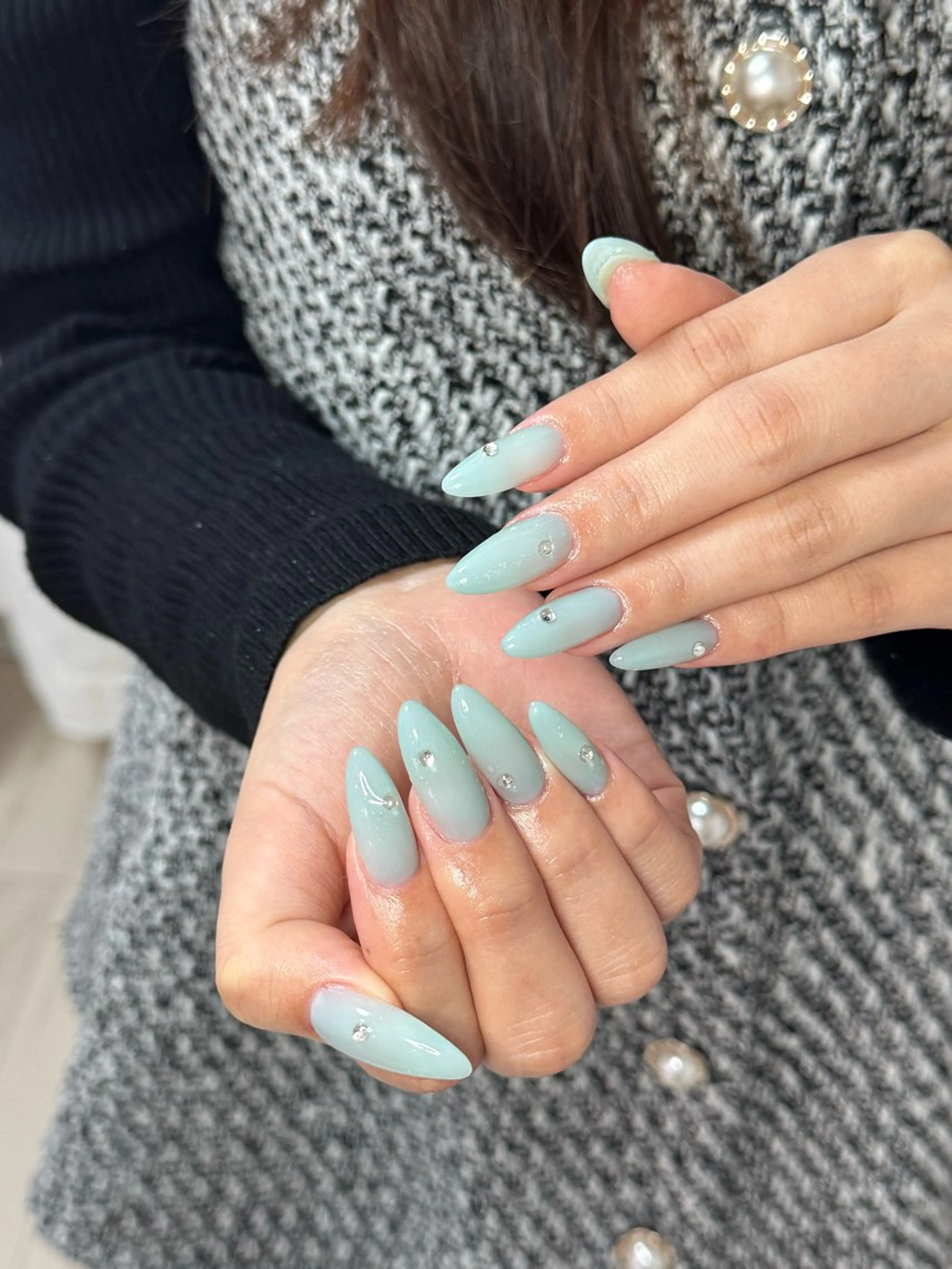 ネイル アートネイル オーロラネイル チークネイル フレンチネイル ガラスフレンチ ハンドネイル 🎀🎀YooLi Nail Salonのネイルデザイン