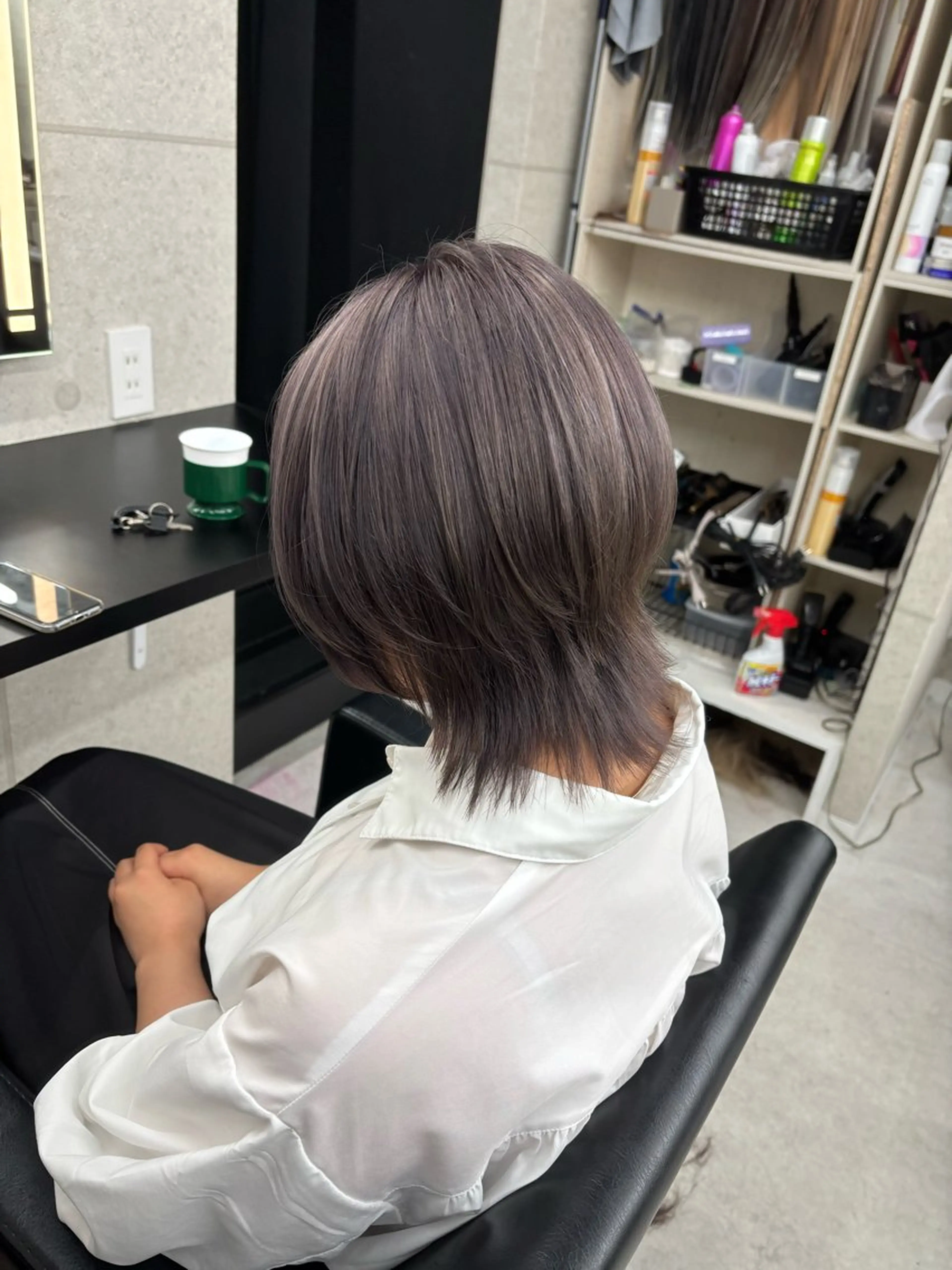 ミディアム カラー グレージュ ラベンダーカラー ラベンダーグレージュ ラベンダーグレー ウルフカット カット ヘアカラー トリートメント PSY【サイ】 /池袋/RYUSEIのヘアスタイル