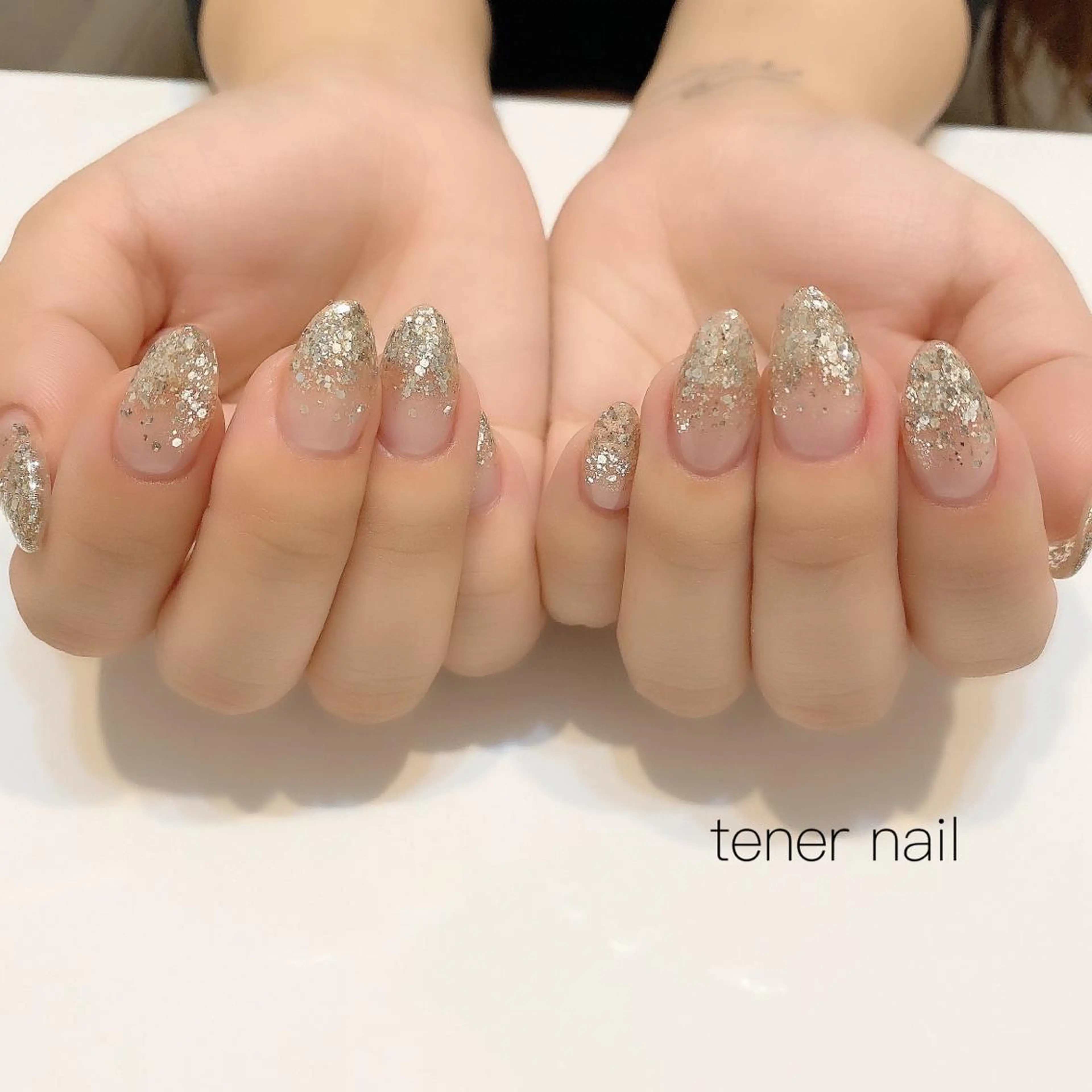 ネイル 長さ出し グラデーション ラメ(グリッター) ラメグラデーション スカルプネイル テネルネイル tener nailのネイルデザイン