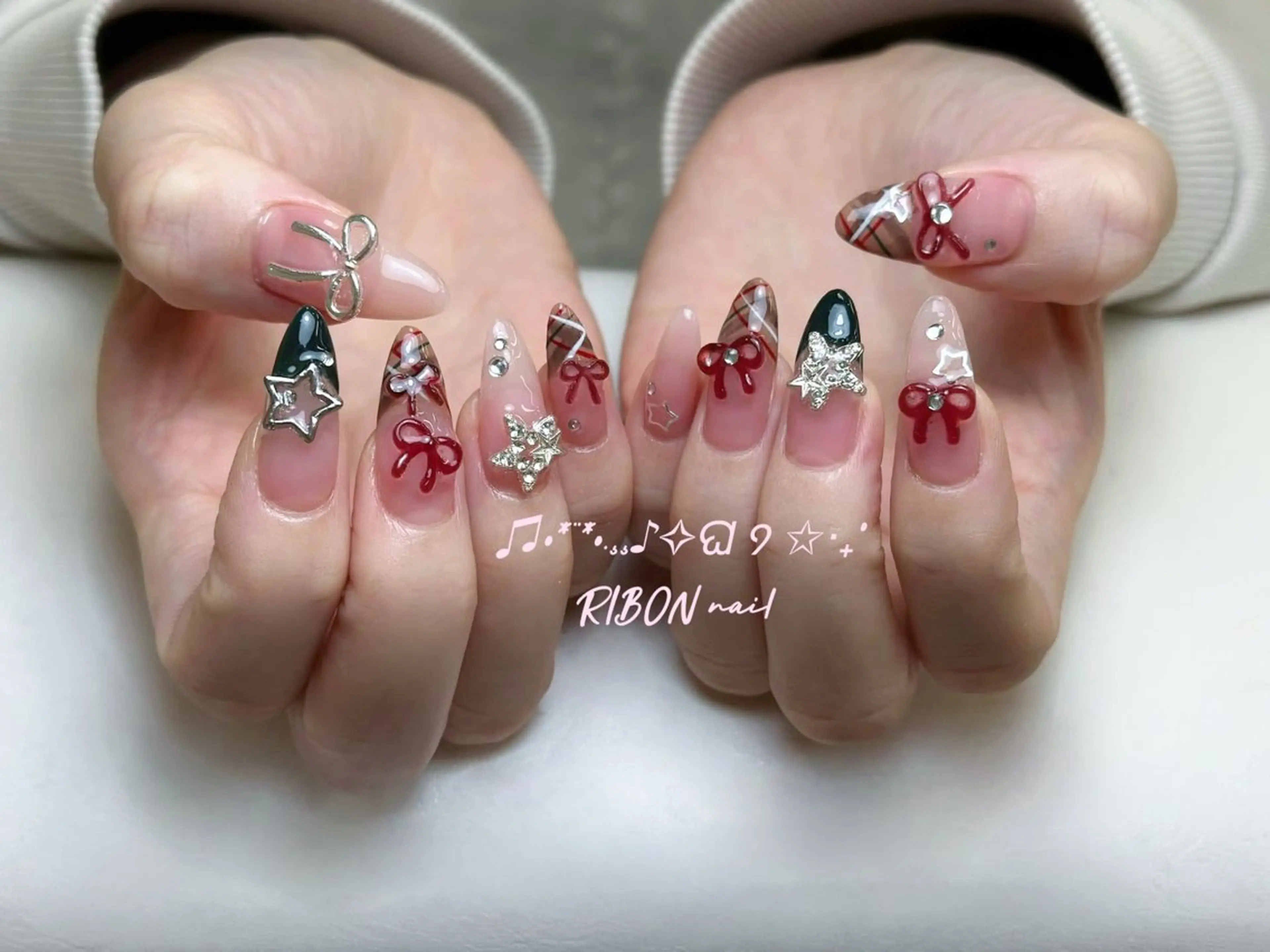 ネイル チークネイル 長さ出し フレンチネイル ジェルネイル グラデーション ハンドネイル RIBON nail salonのネイルデザイン