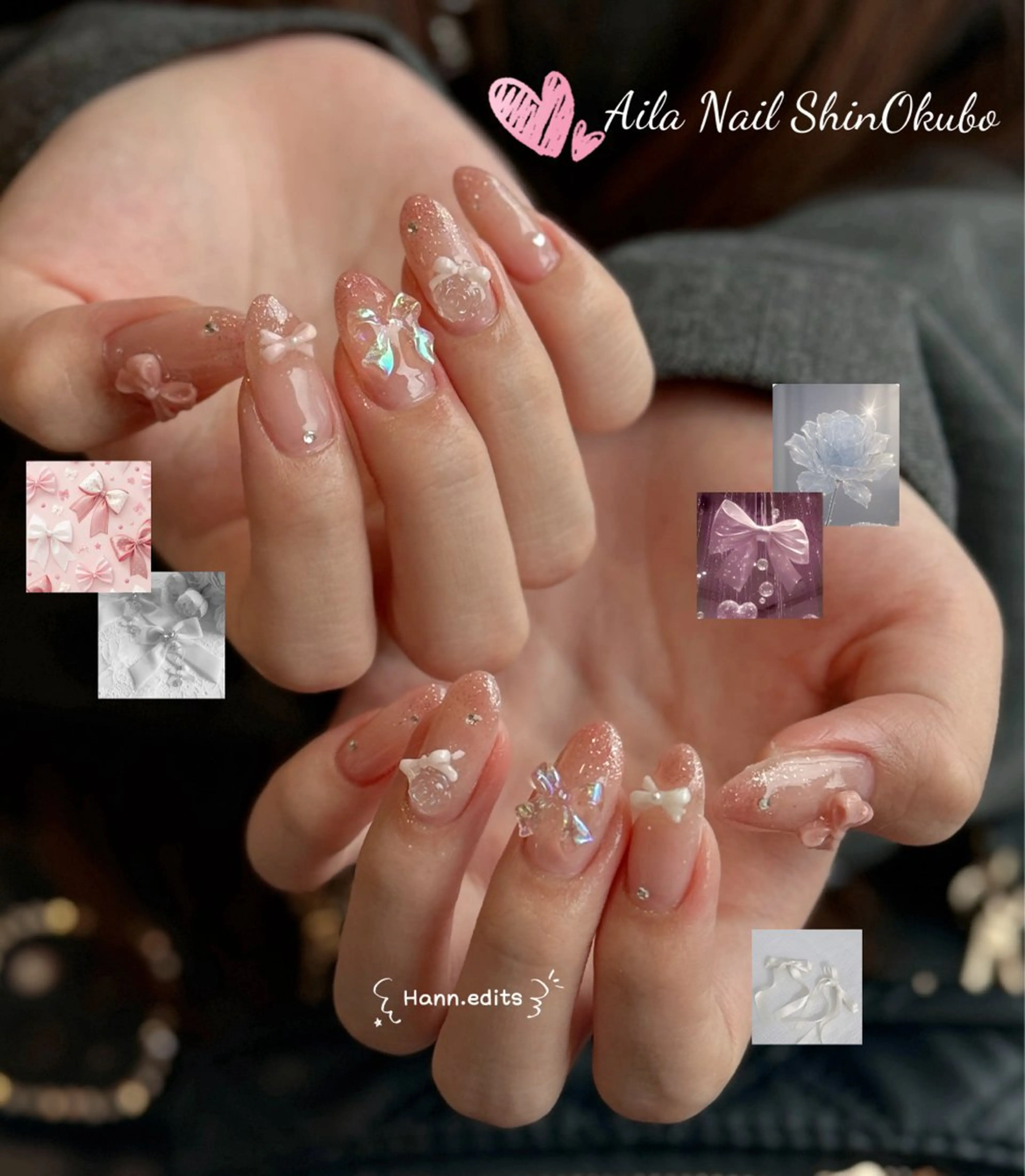 ミディアム 韓国風ヘア ハンドネイル Aila Nail ShinOkuboのネイルデザイン