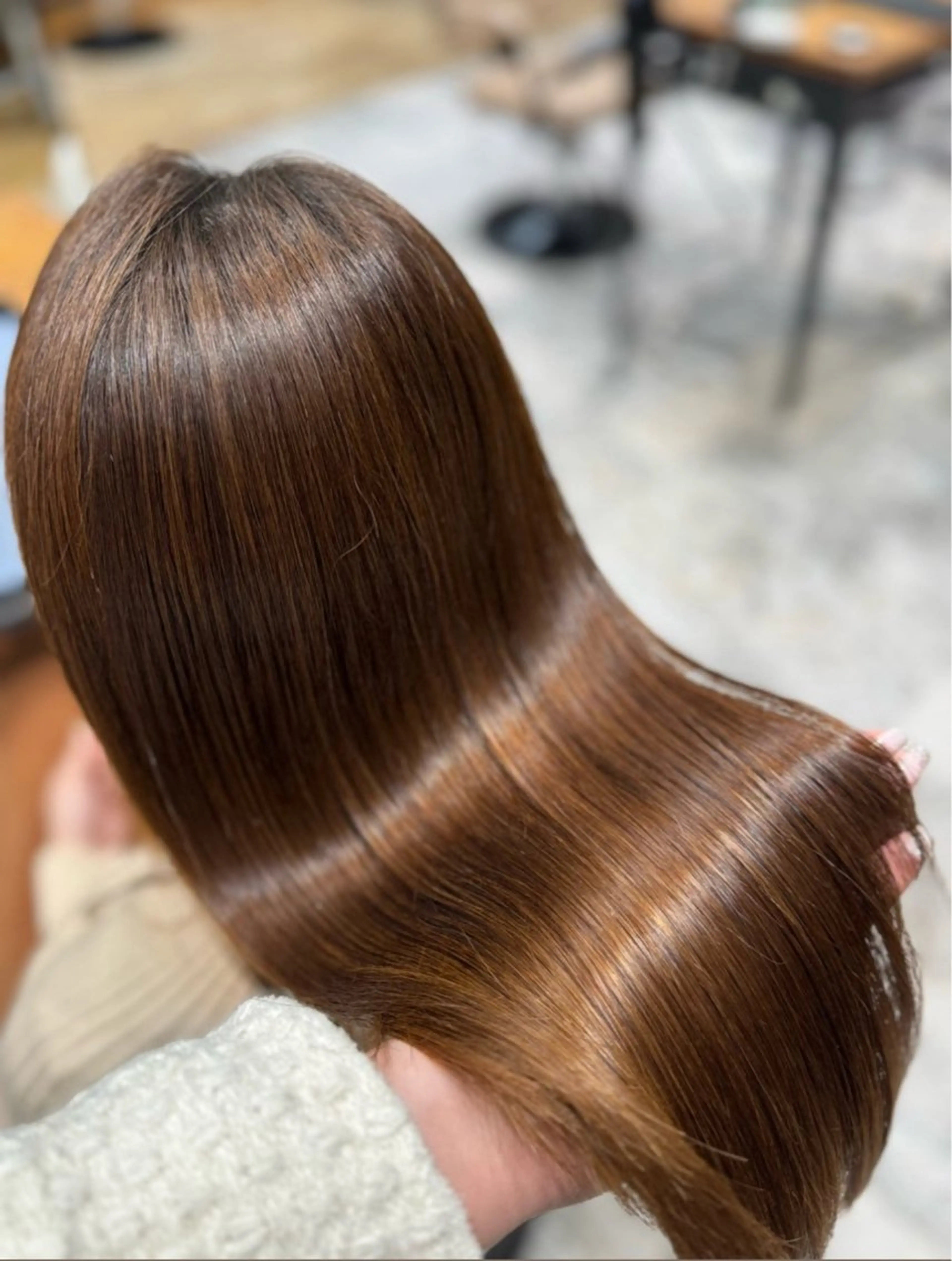 セミロング カラー セミロングパーマ アッシュ ベージュカラー ブリーチ ブラウンカラー レイヤー/顔まわり/ 透明感カラー/れいなのヘアスタイル