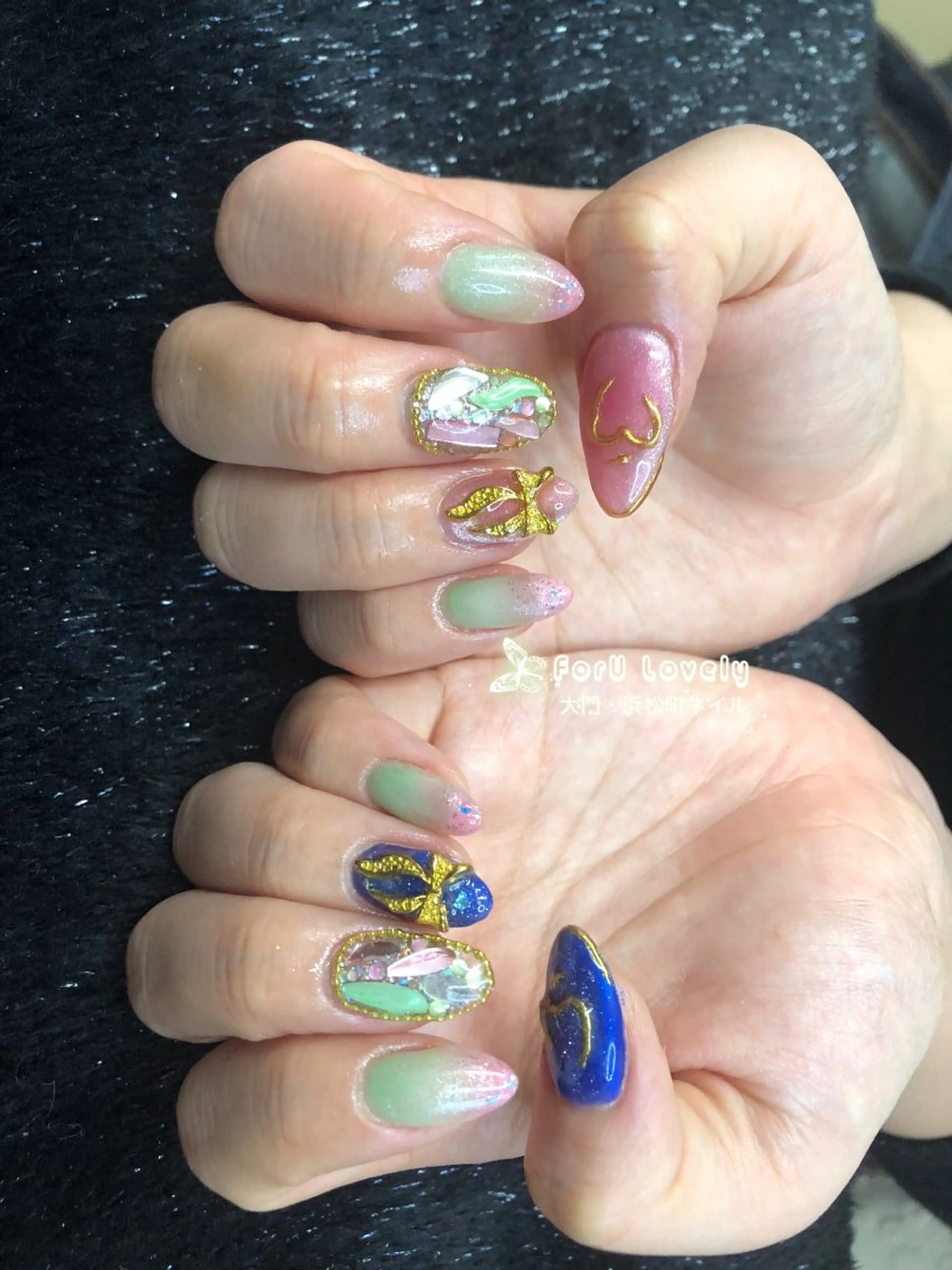 ネイル べっ甲ネイル 長さ出し フレンチネイル ジェルネイル 韓国ネイル 大門浜松町 ネイルのネイルデザイン