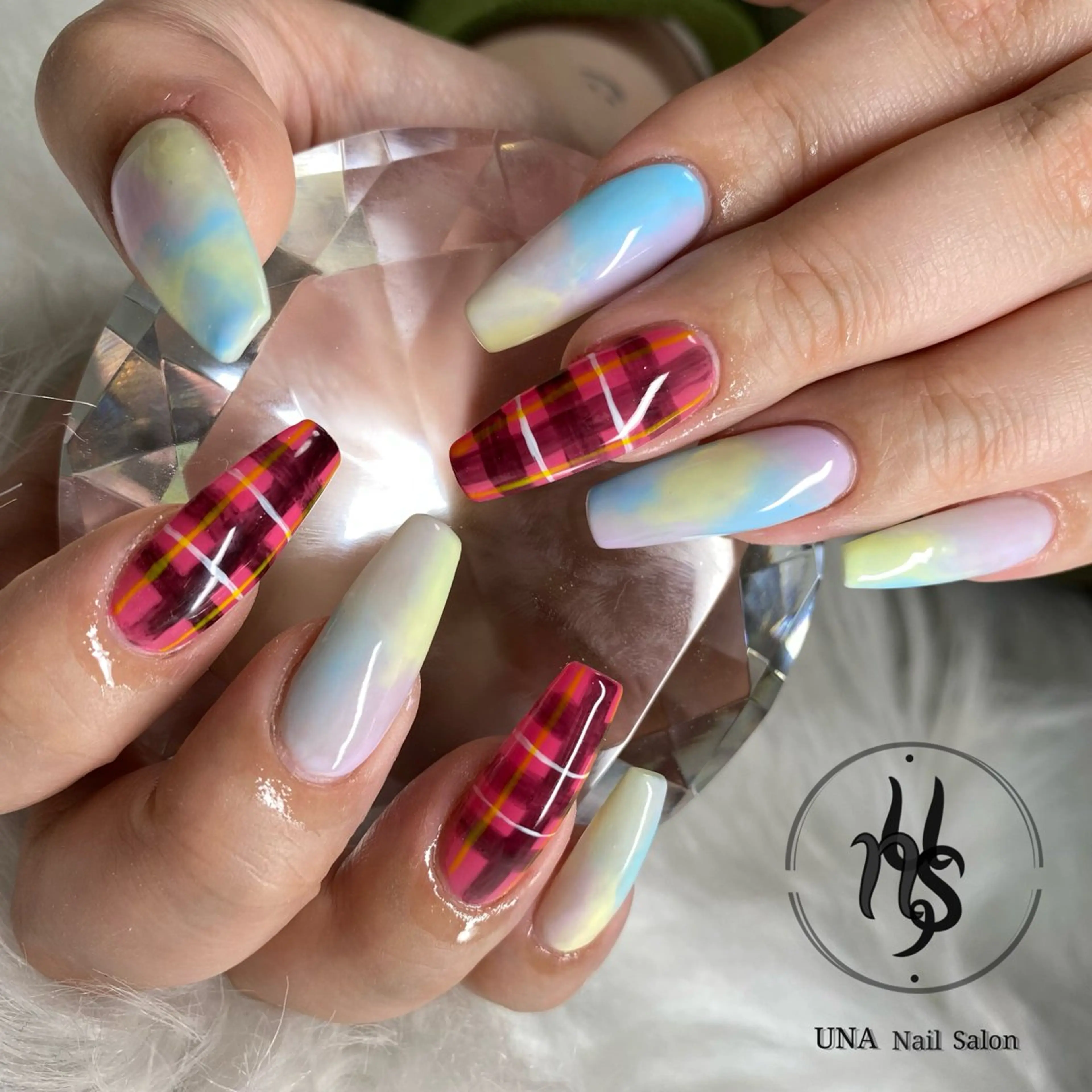 ネイル アートネイル フレンチネイル ジェルネイル グラデーション ロングネイル ハンドネイル una nail salonのネイルデザイン