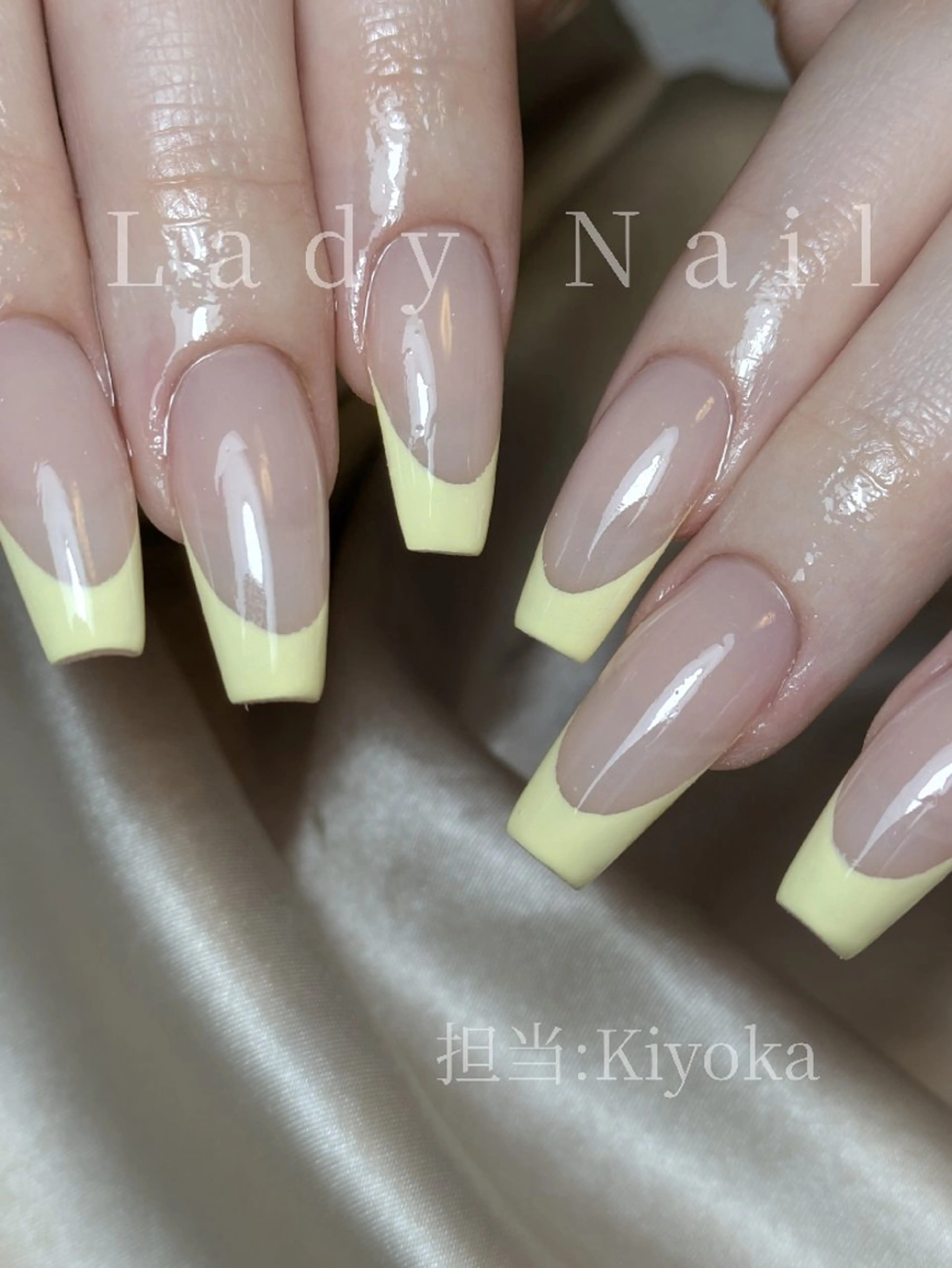 ネイル フレンチネイル パステルネイル スカルプネイル 黄色 Lady Nail Kiyokaのネイルデザイン