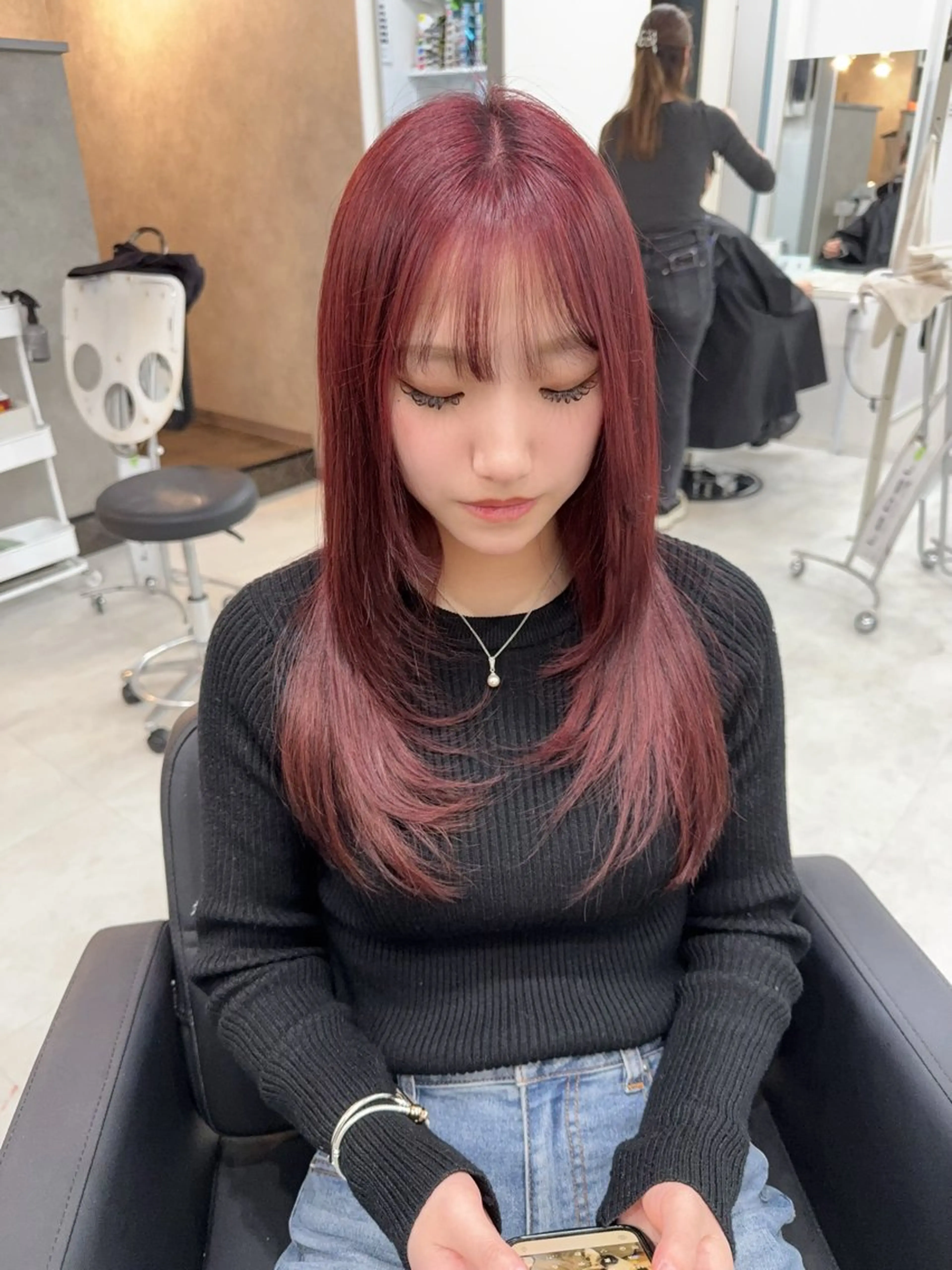 ロング カット ヘアカラー トリートメント ヘアセット MAHO/透明感カラ ー/髪質改善🍒のヘアスタイル