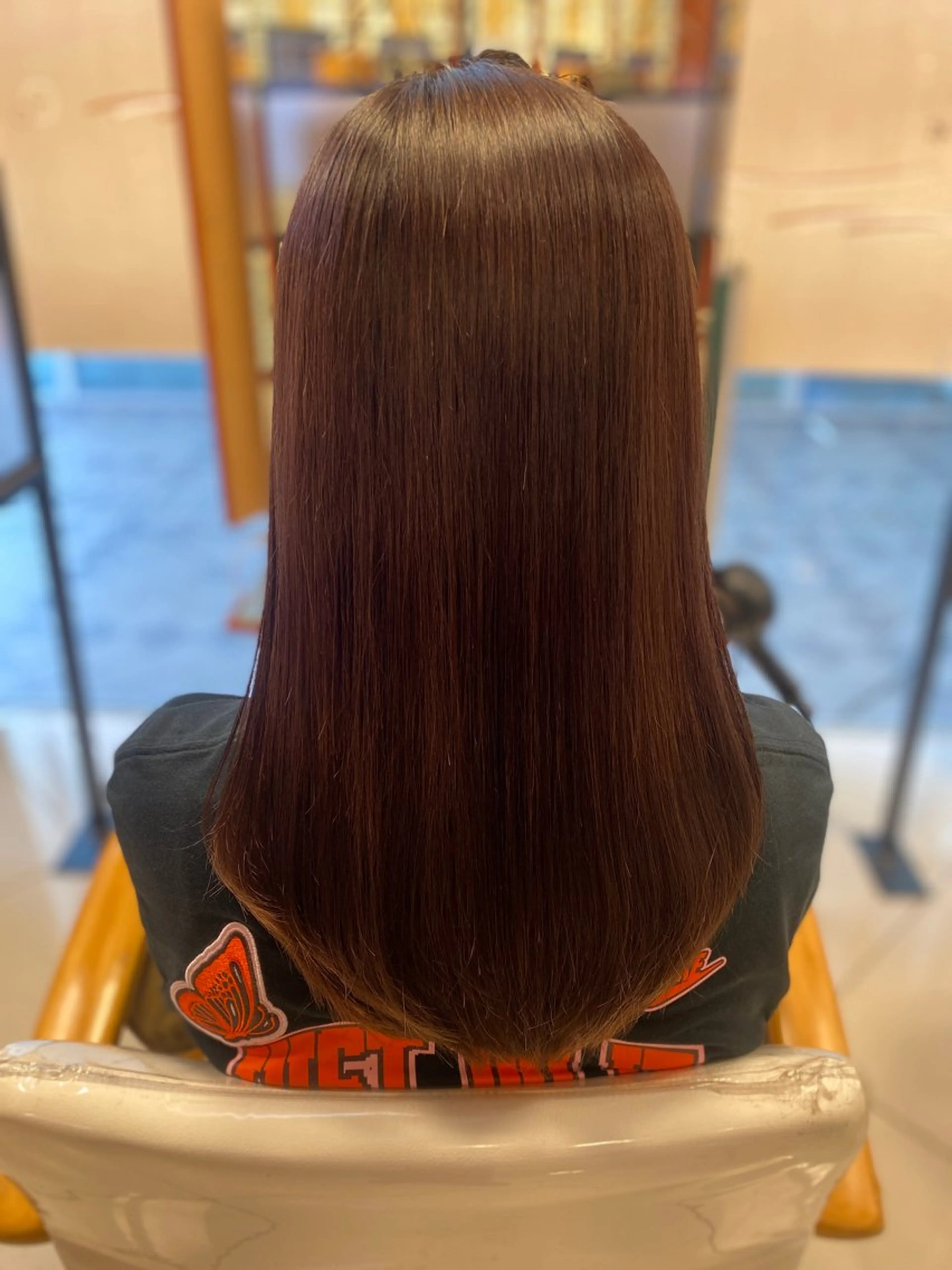 ロング カット 縮毛矯正 トリートメント へんみ みかのヘアスタイル