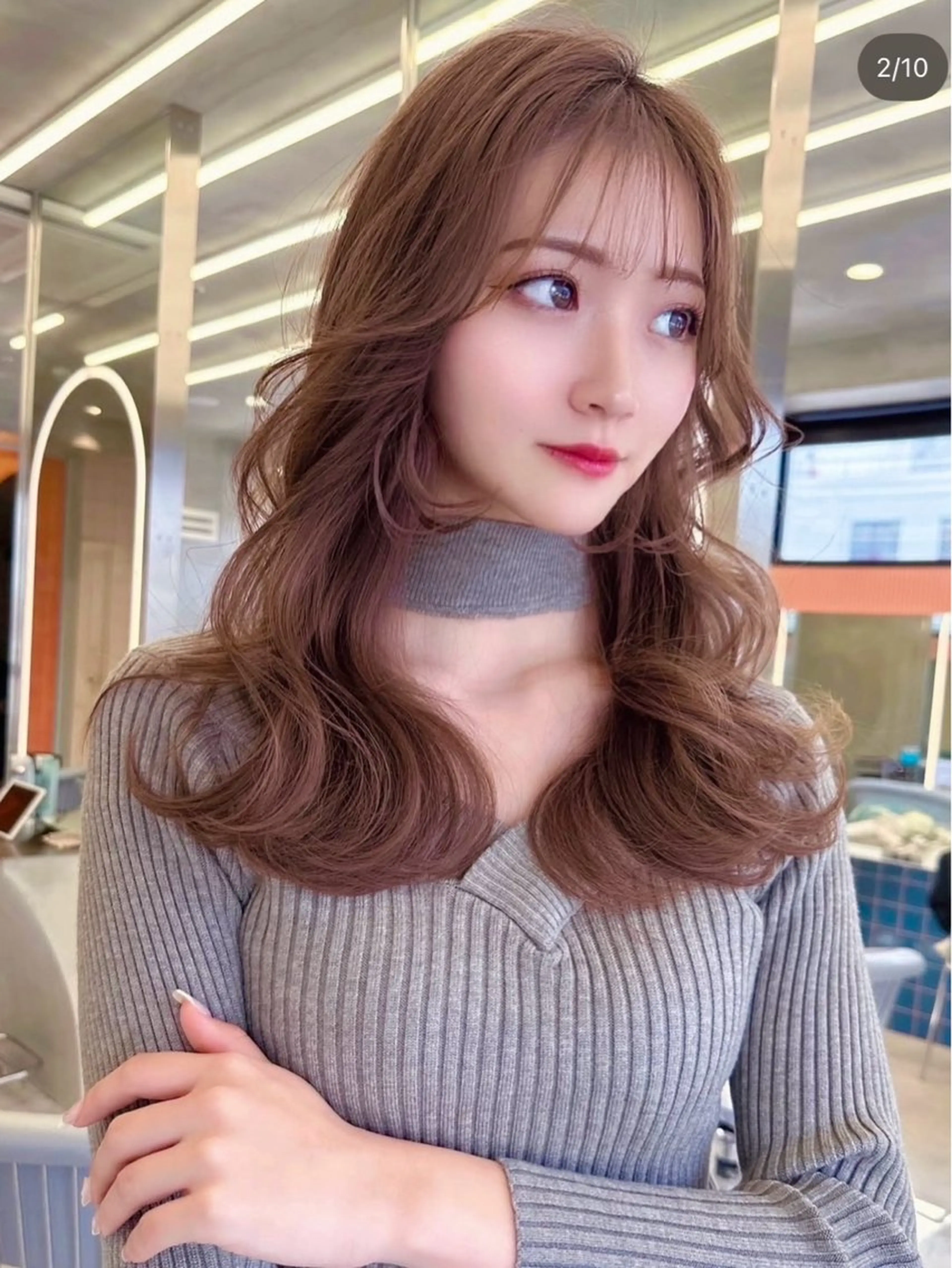 セミロング カラー カット ヘアカラー トリートメント 興津/韓国レイヤー ダブルカラー美髪縮毛のヘアスタイル