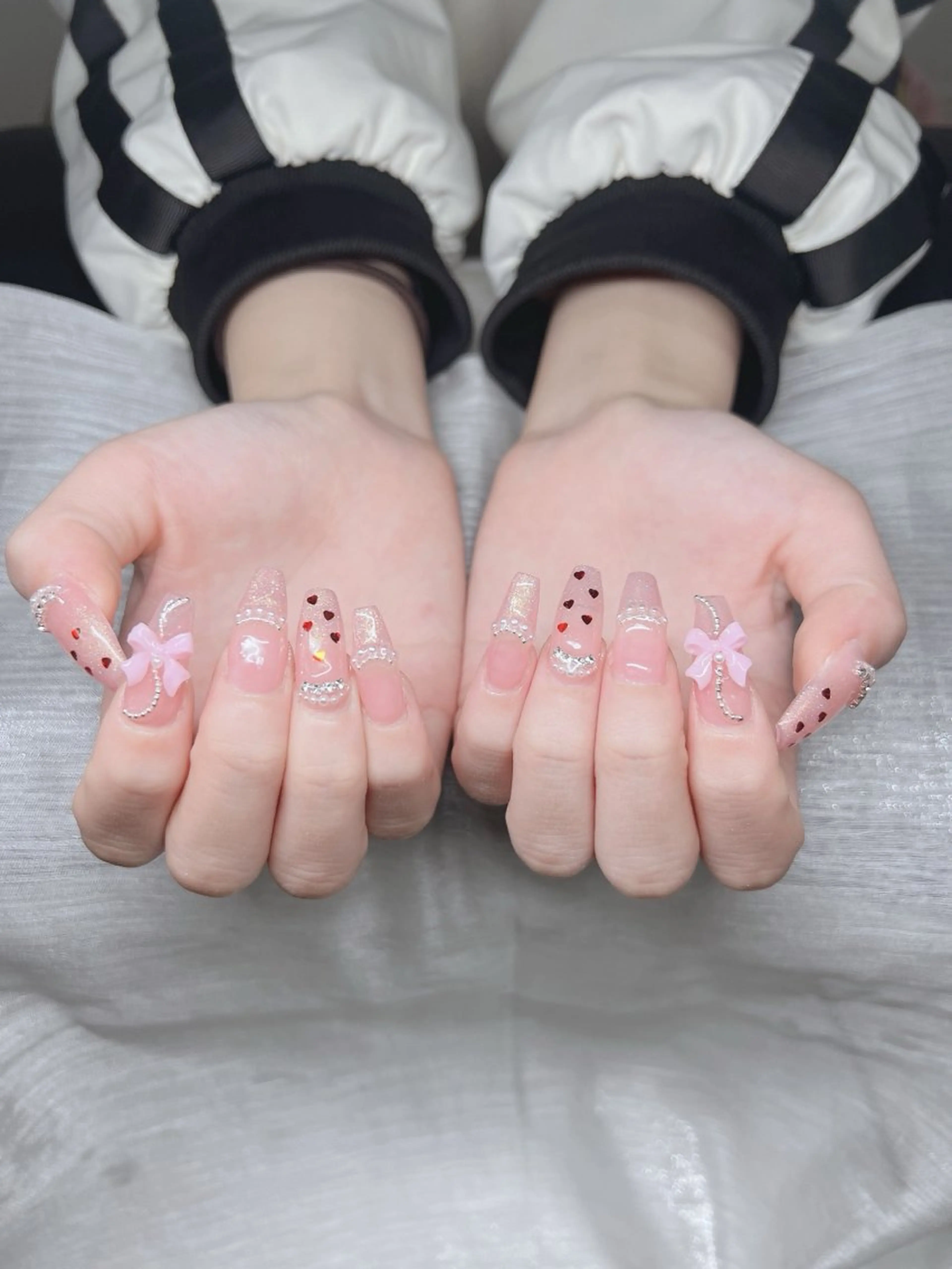 ネイル オーロラネイル チークネイル 長さ出し フットネイル フレンチネイル Lee Nails チップ長さだし専門店のネイルデザイン