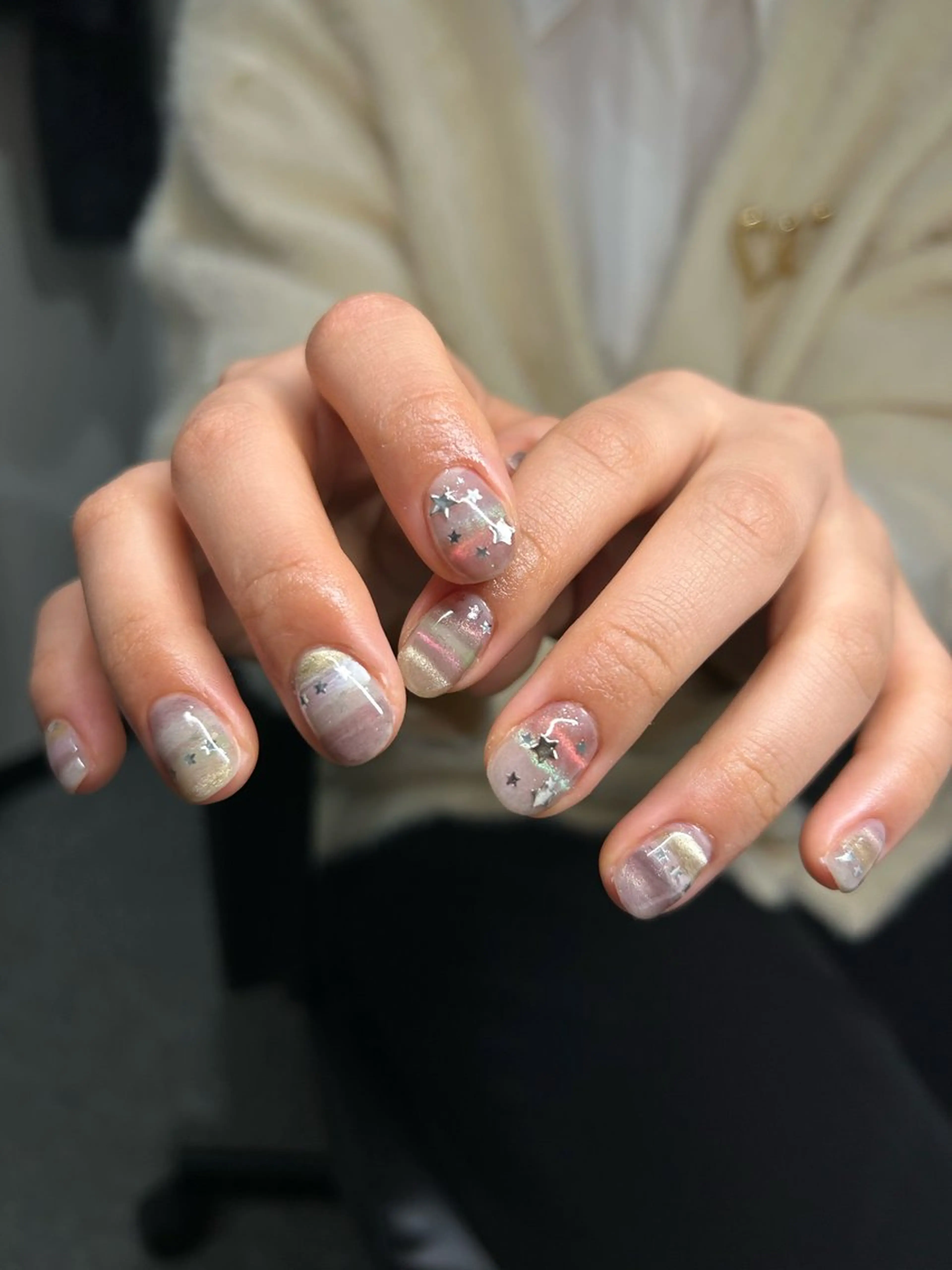 ネイル 韓国ネイル マグネットネイル ニュアンスネイル sakae yurinaのネイルデザイン