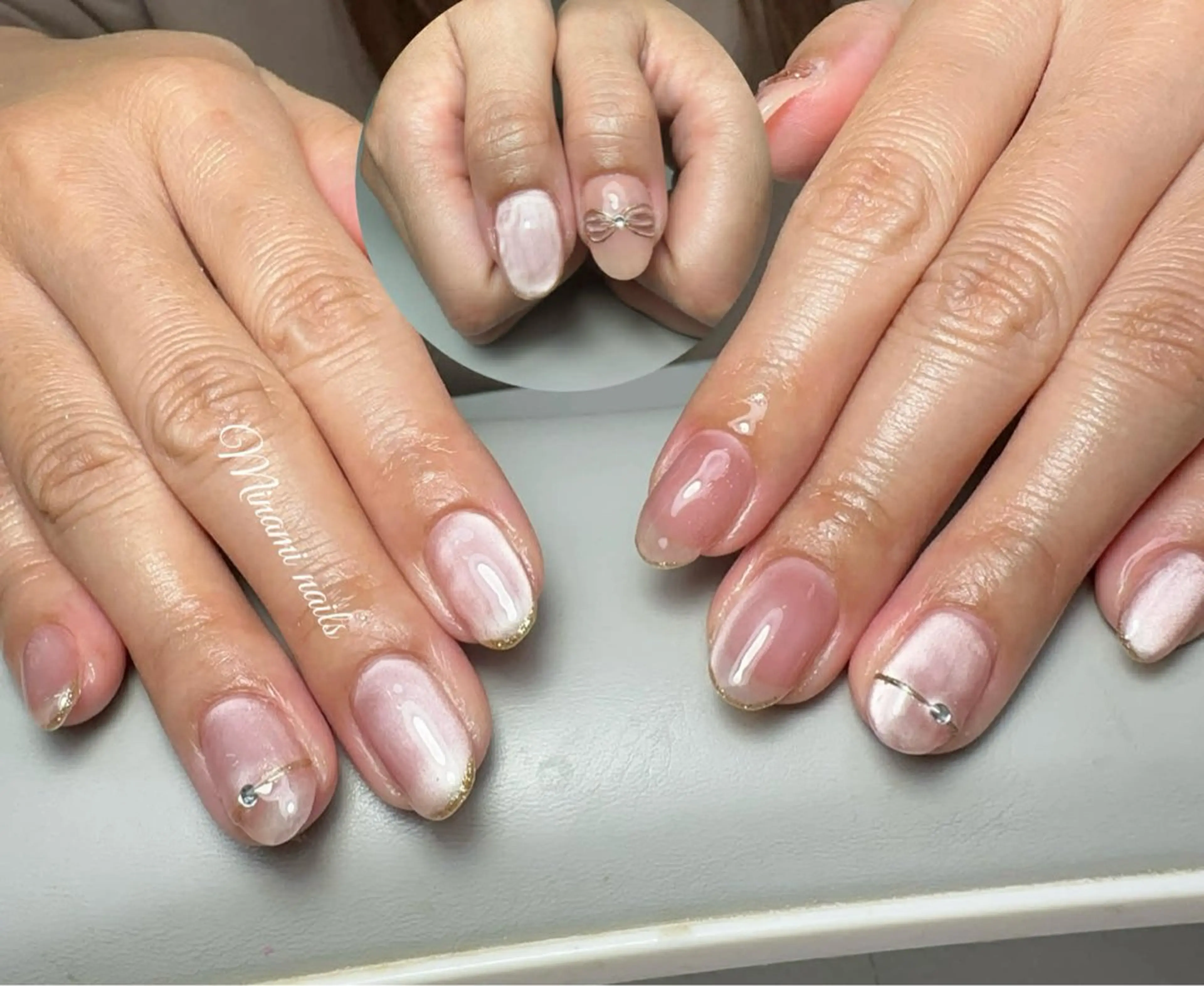 ネイル アートネイル オーロラネイル ガーリー キラキラネイル 韓国ネイル Minami Nailsのネイルデザイン