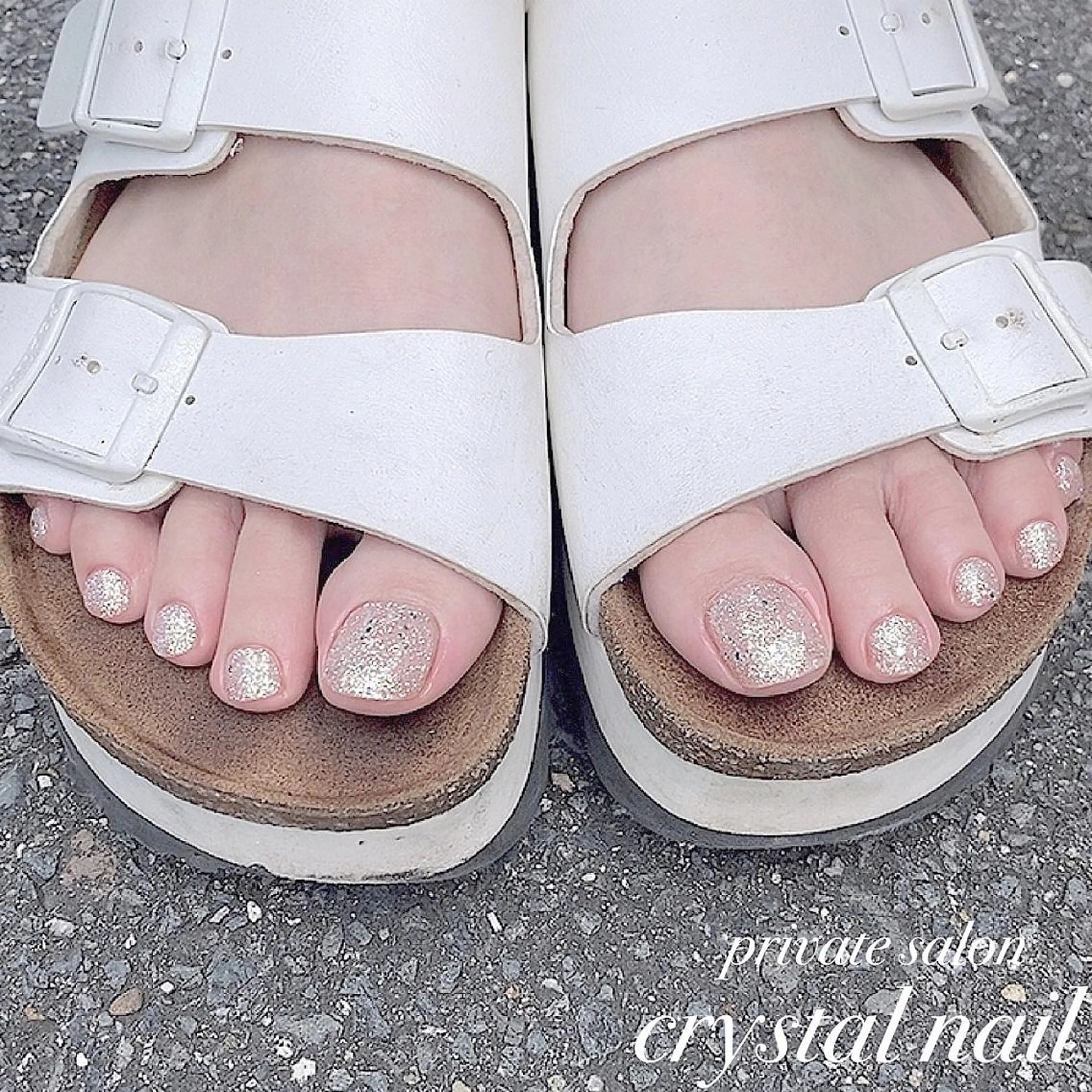 ネイル ラメ(グリッター) ホワイト Crystal Nailのネイルデザイン
