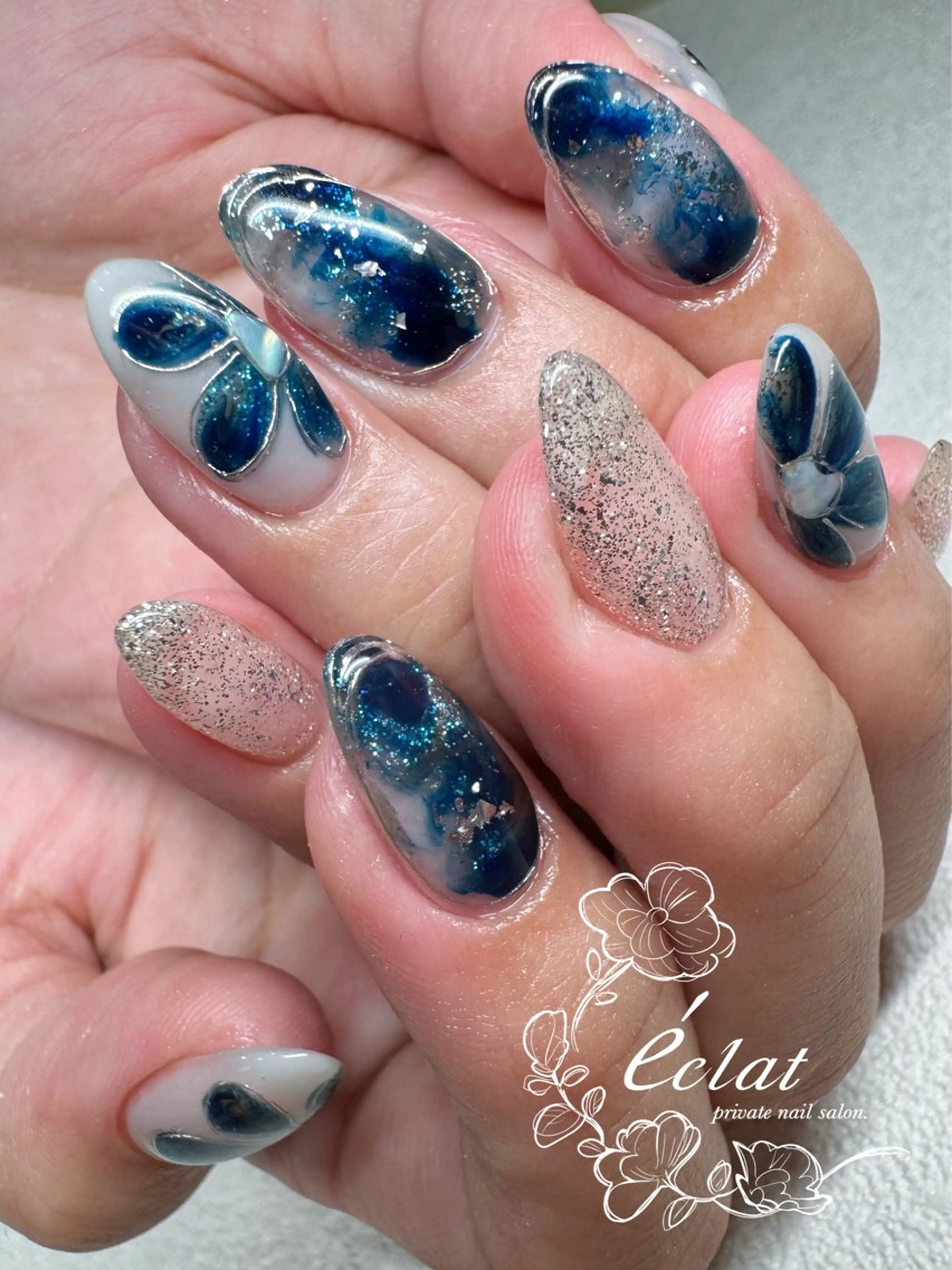 ネイル アートネイル ラメ(グリッター) 持ち込み nail salon éclat.のネイルデザイン