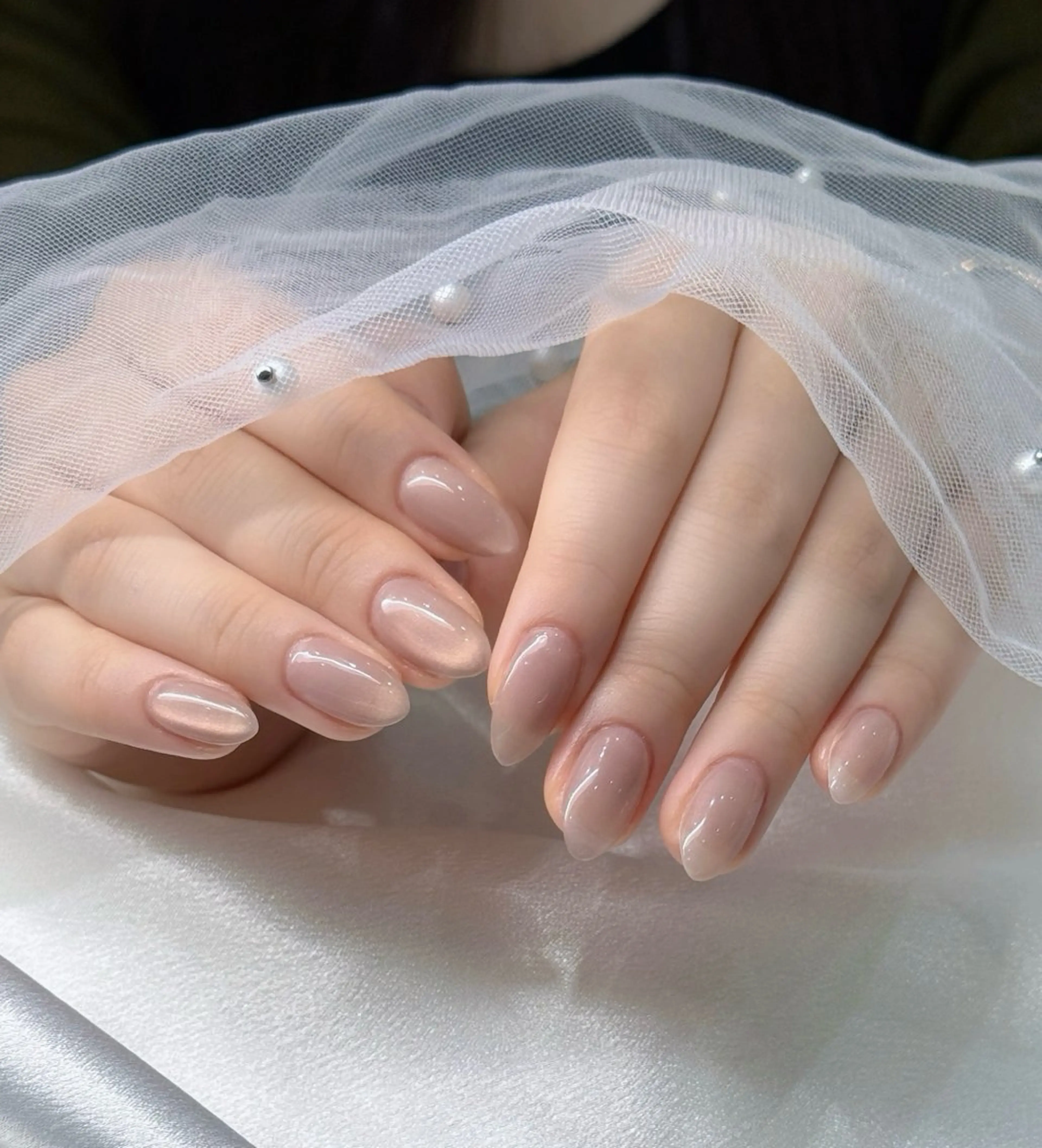 ネイル オーロラネイル ブルー チークネイル フットネイル フレンチネイル HANA.NAILS所属・HANA.NAILS 自宅サロンのネイルデザイン